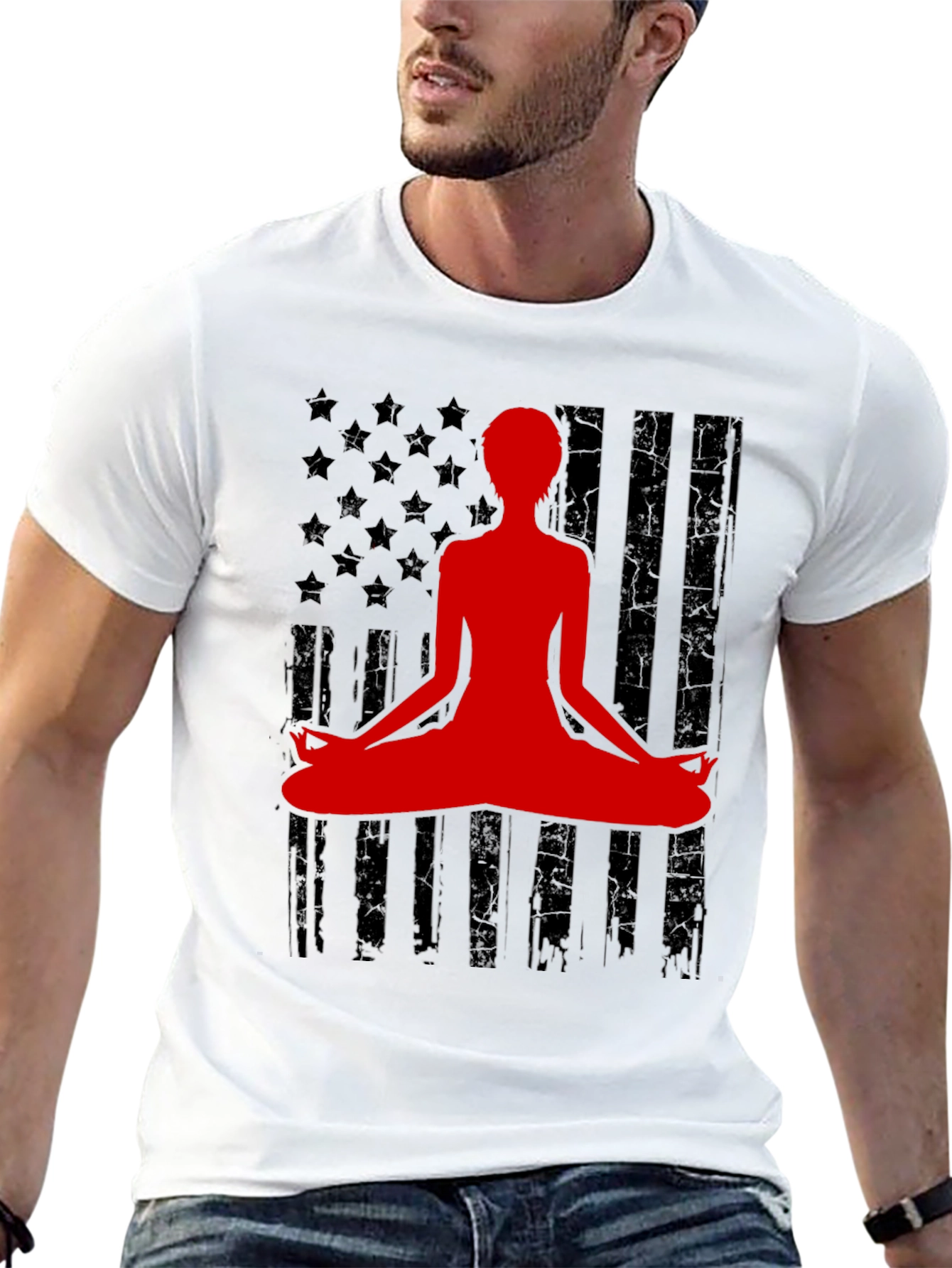 Yoga USA Flag Mens Graphic Tee - Black