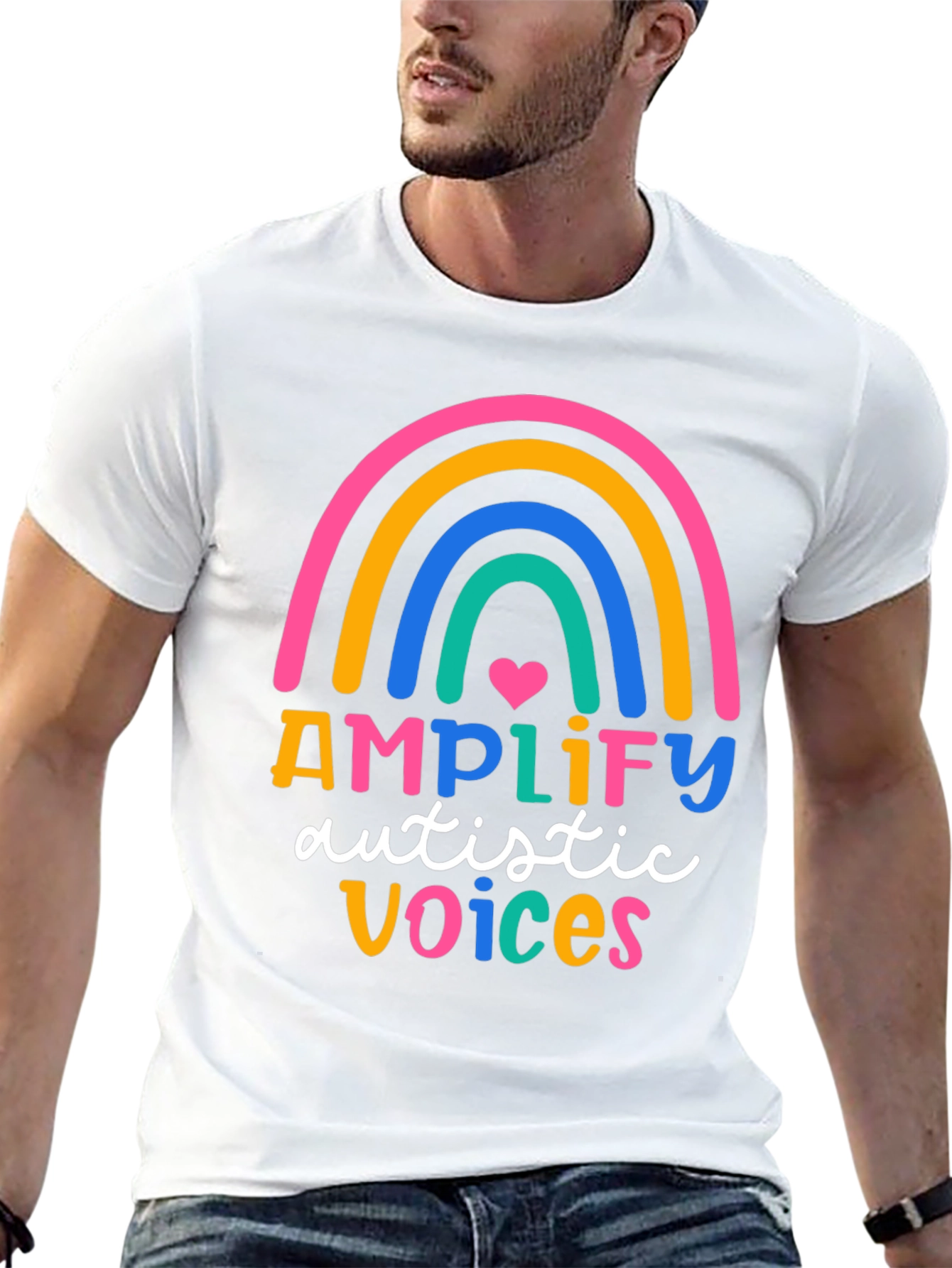 Amplify Autistic Voices Rainbow Tee