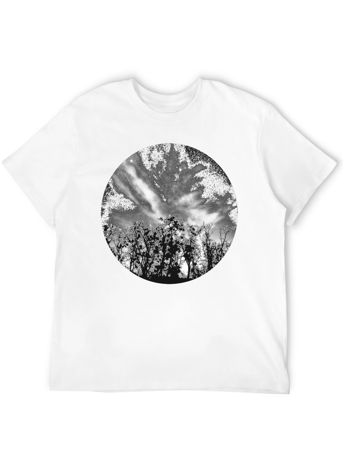 Black T-Shirt with Celestial Tree Print