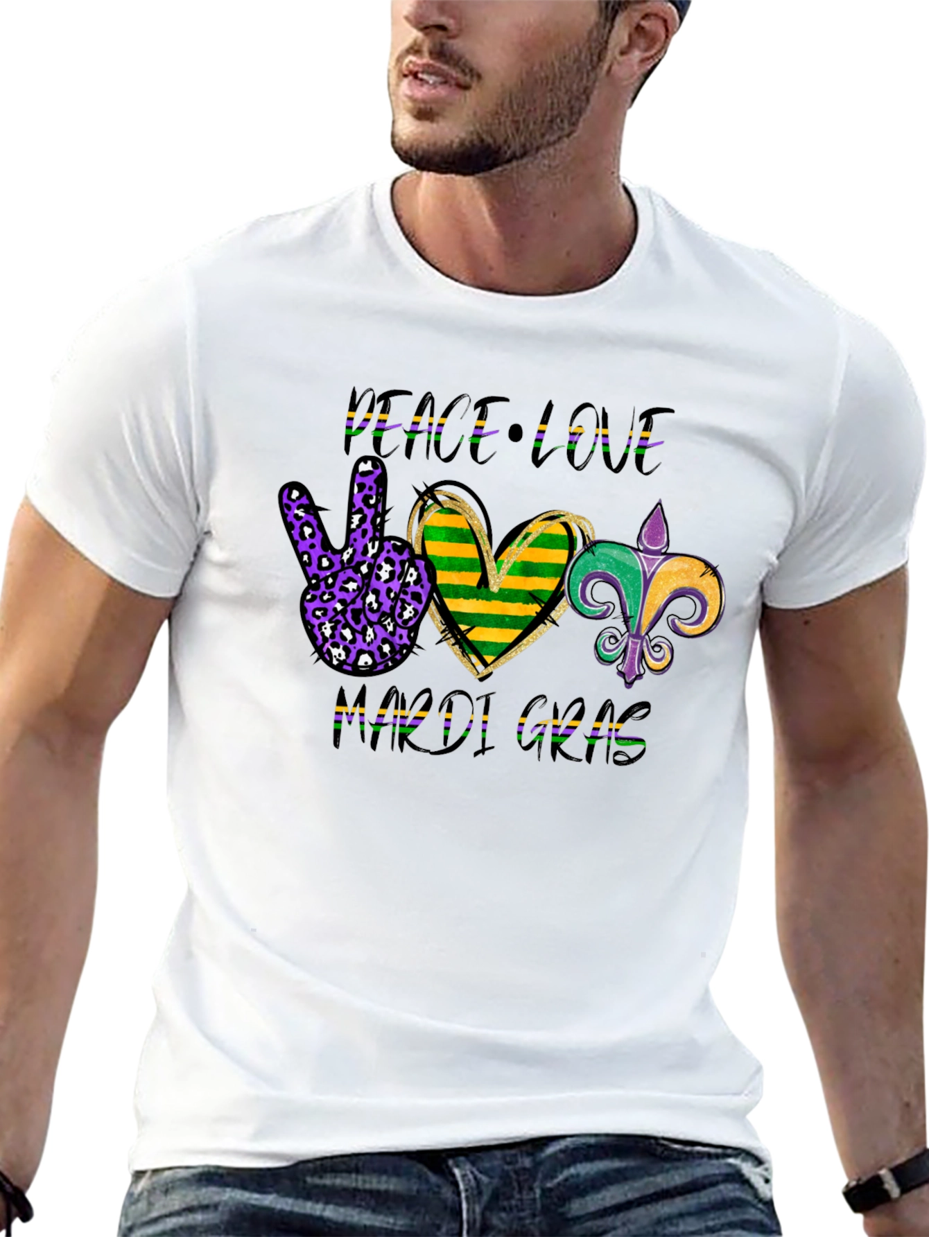Mardi Gras Peace Love Graphic Tee