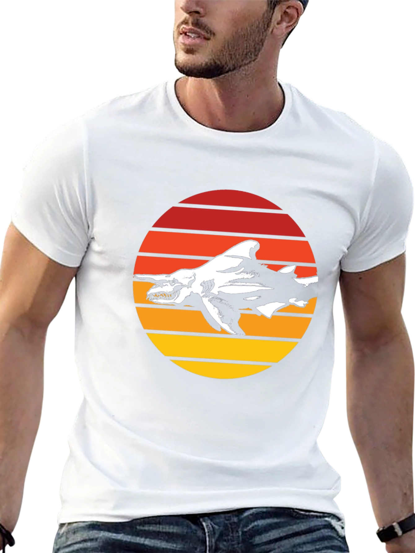 Retro Shark Graphic T-Shirt - Black