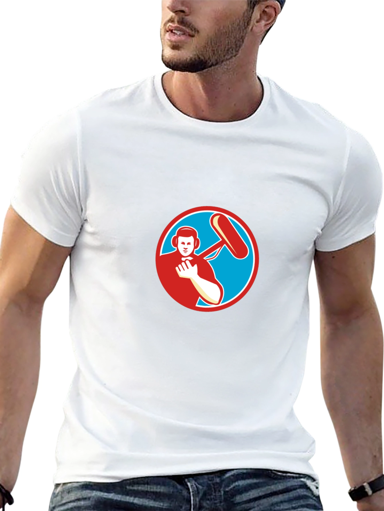 Black T-Shirt with Soundman Circle Graphic