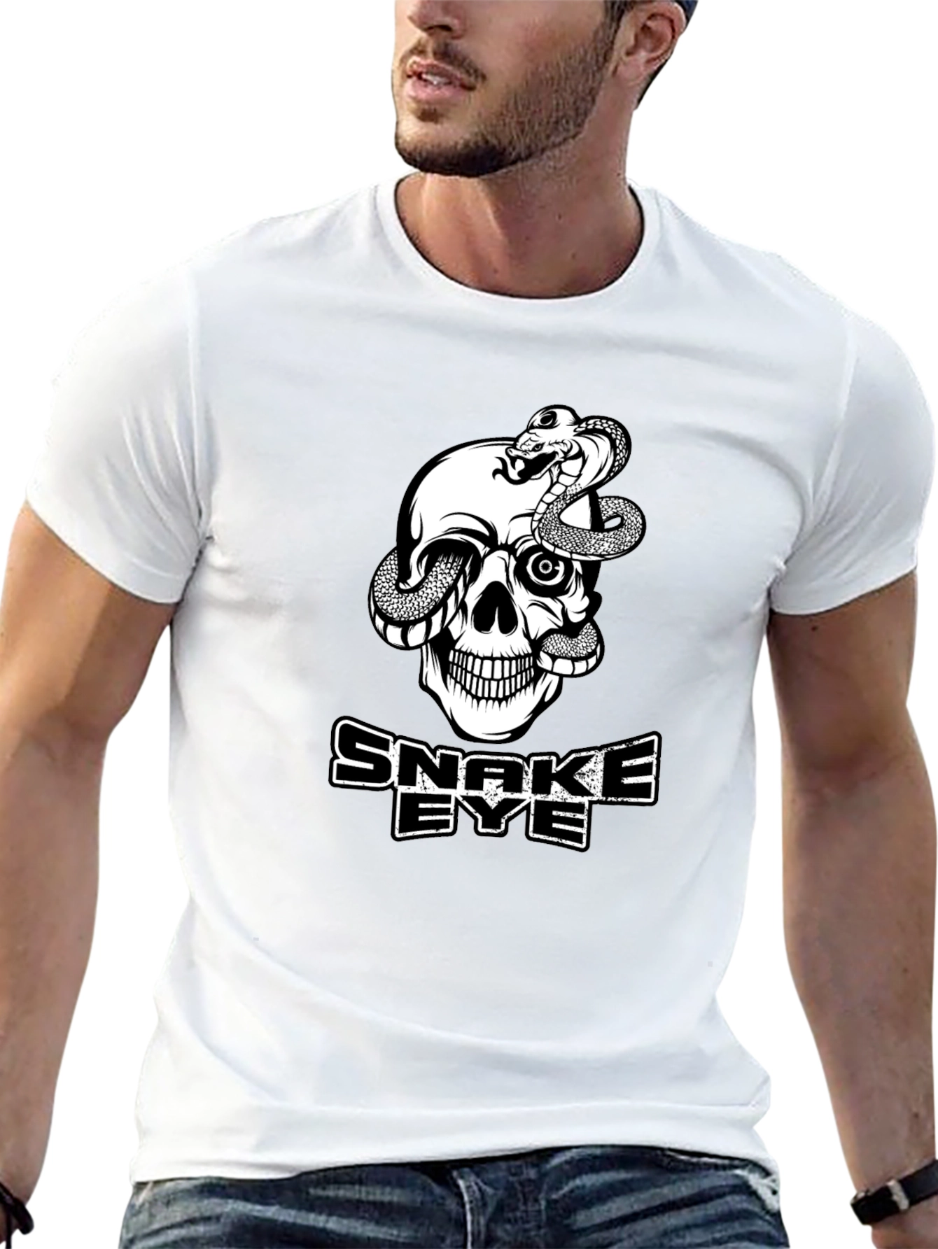Snake Eye Skull Graphic T-Shirt - Cool Black Tee
