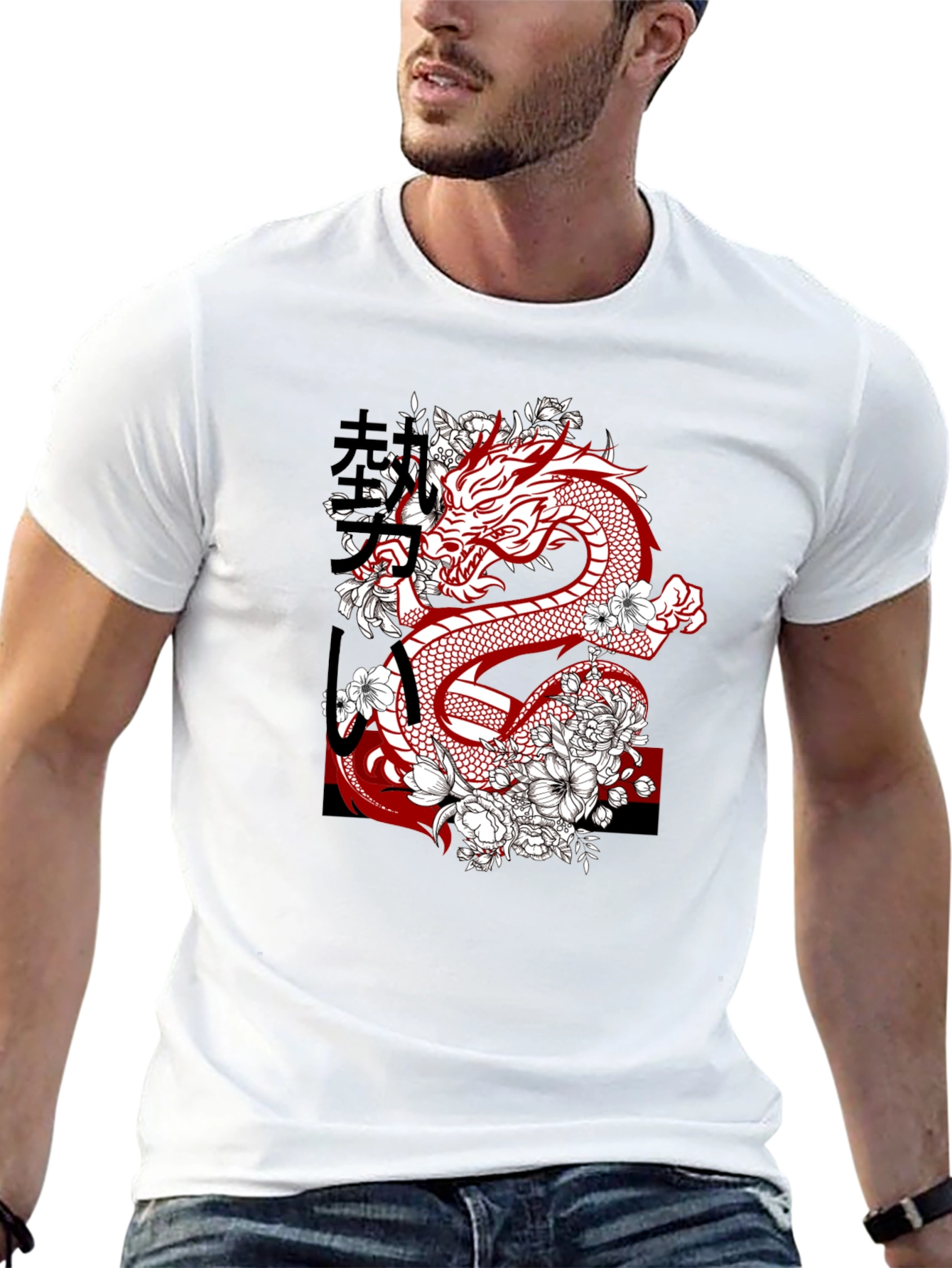 Dragon & Floral Graphic Tee - Urban Style