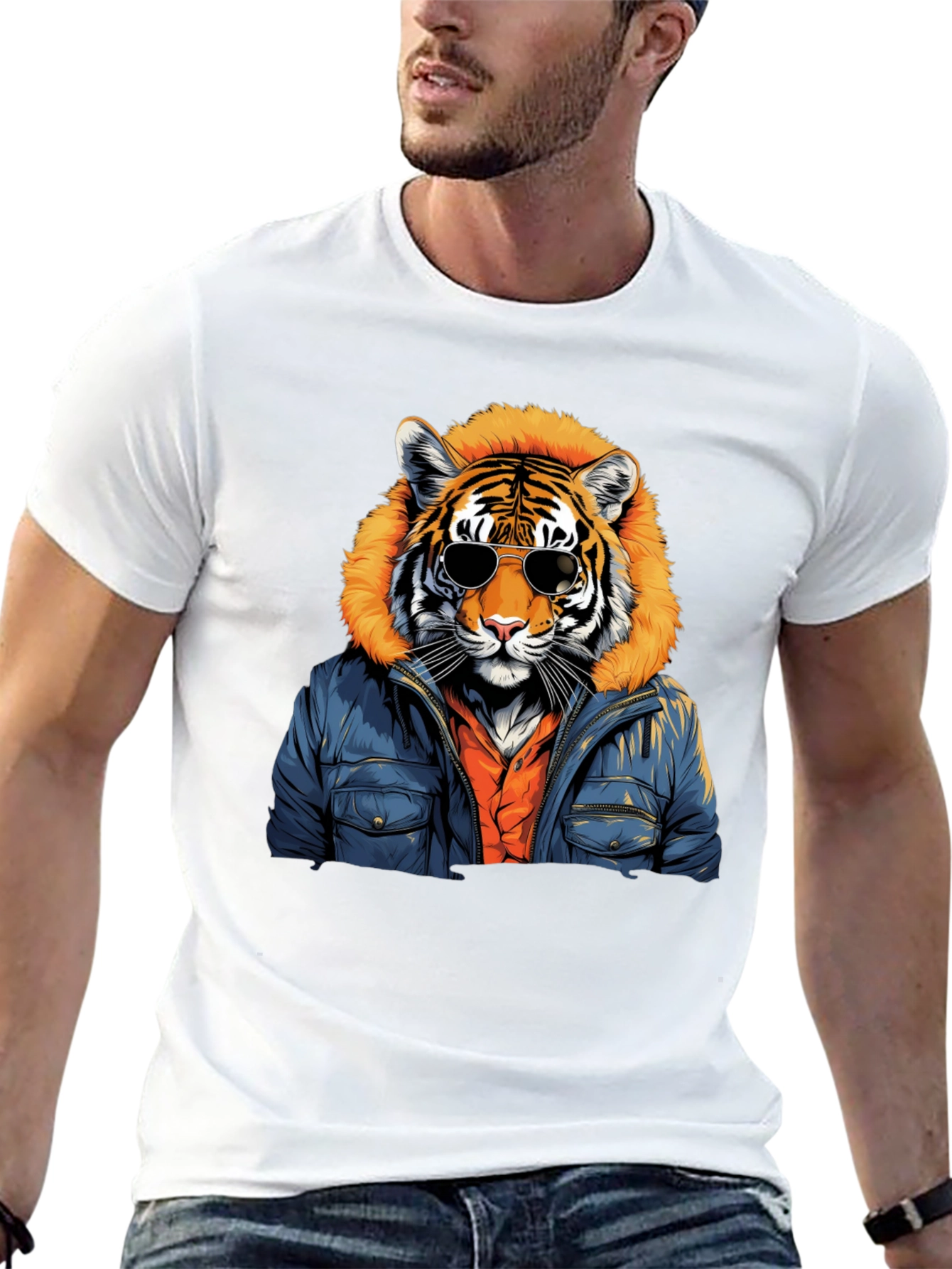 Cool Tiger Graphic Tee - Black Cotton T-Shirt