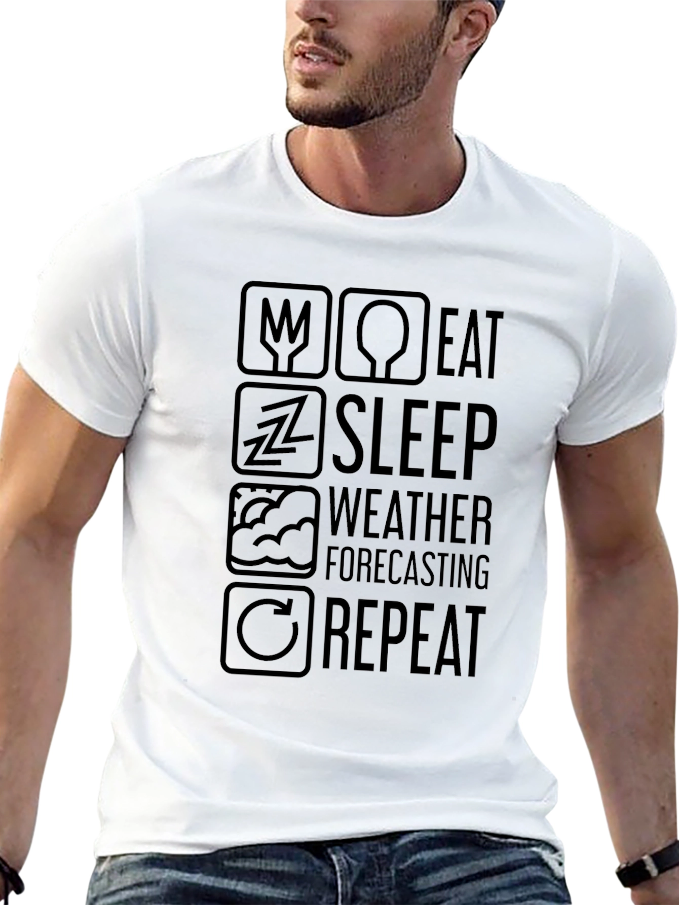 Eat Sleep Weather Forecasting Repeat Black T-Shirt