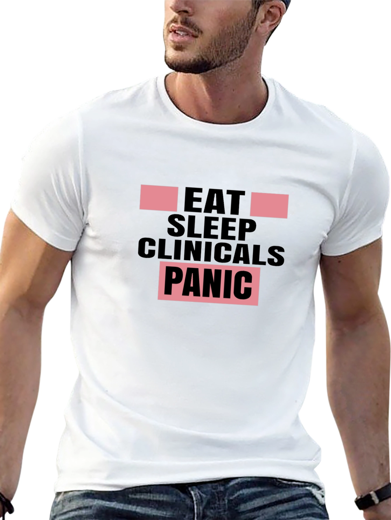 Eat Sleep Clinicals Panic Black T-Shirt