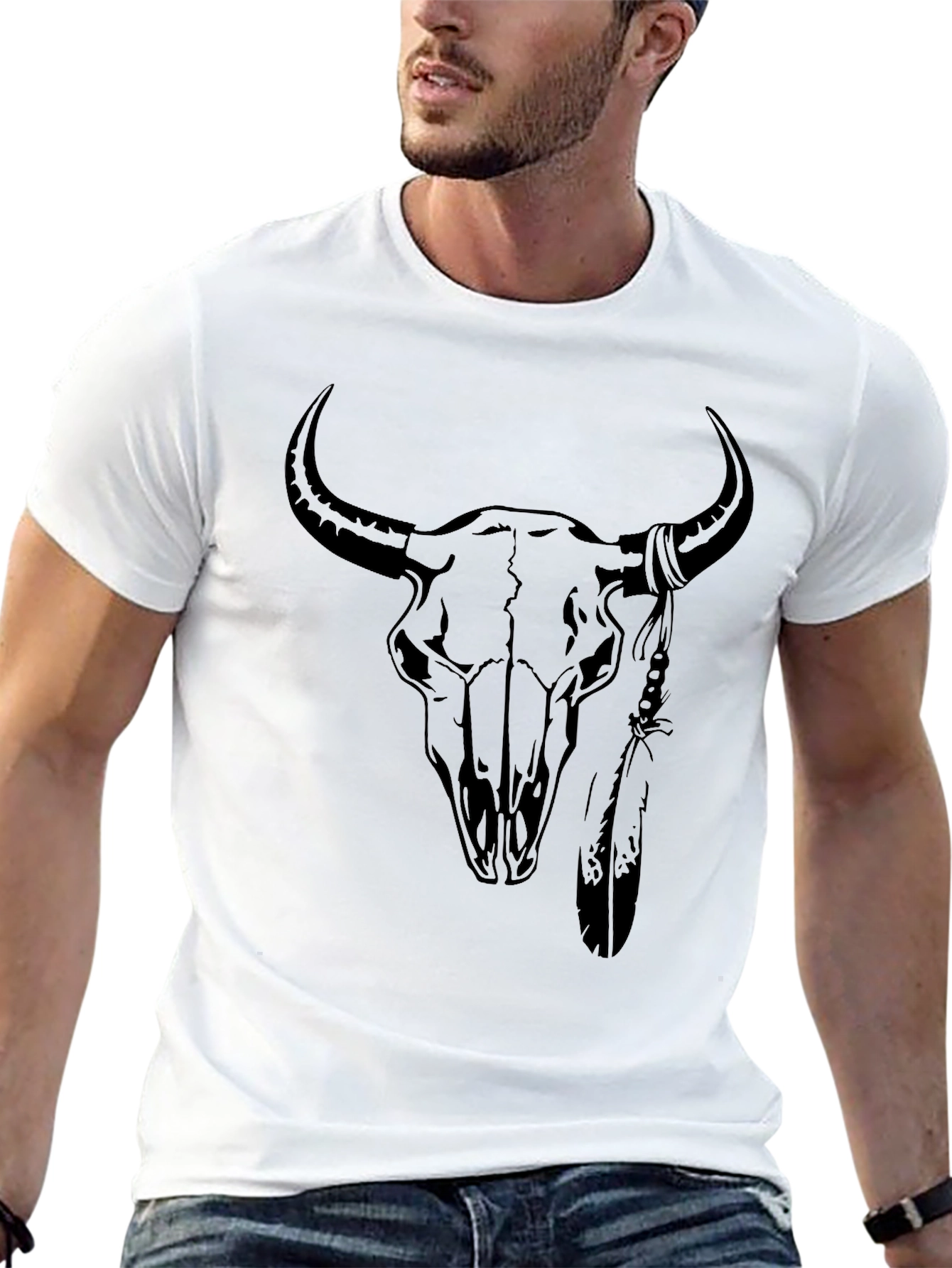 Black Bull Skull Graphic Tee