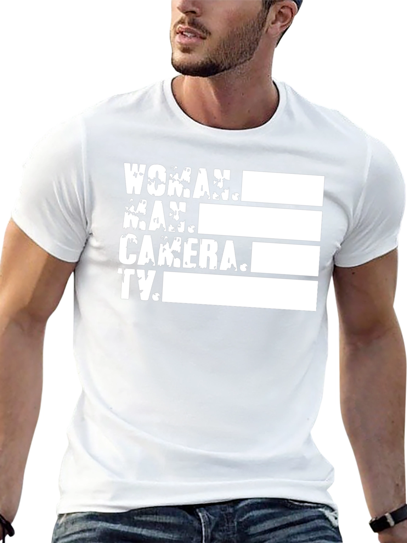 Woman Man Camera TV Black T-Shirt