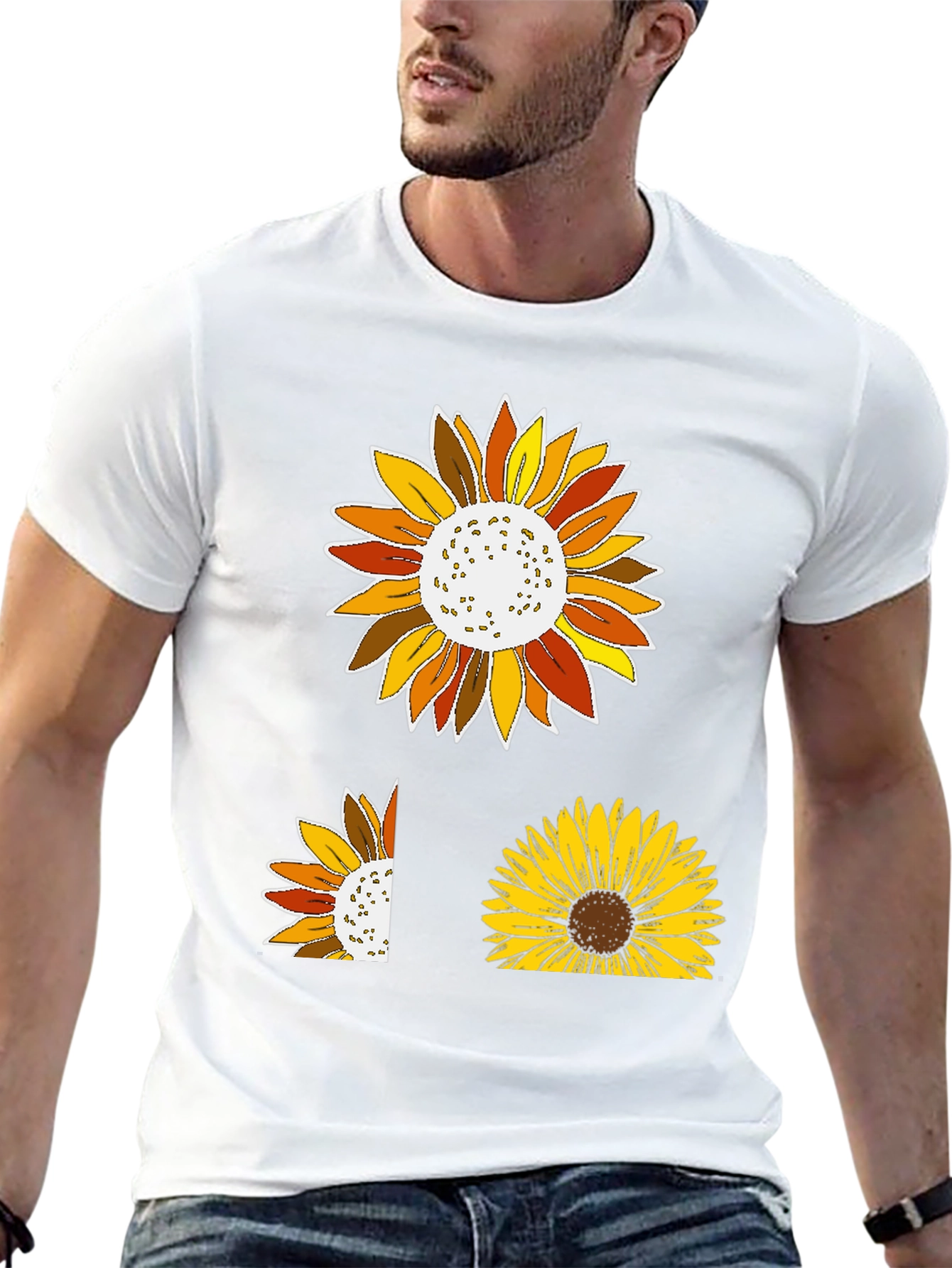 Sunflower Graphic Print Black T-Shirt