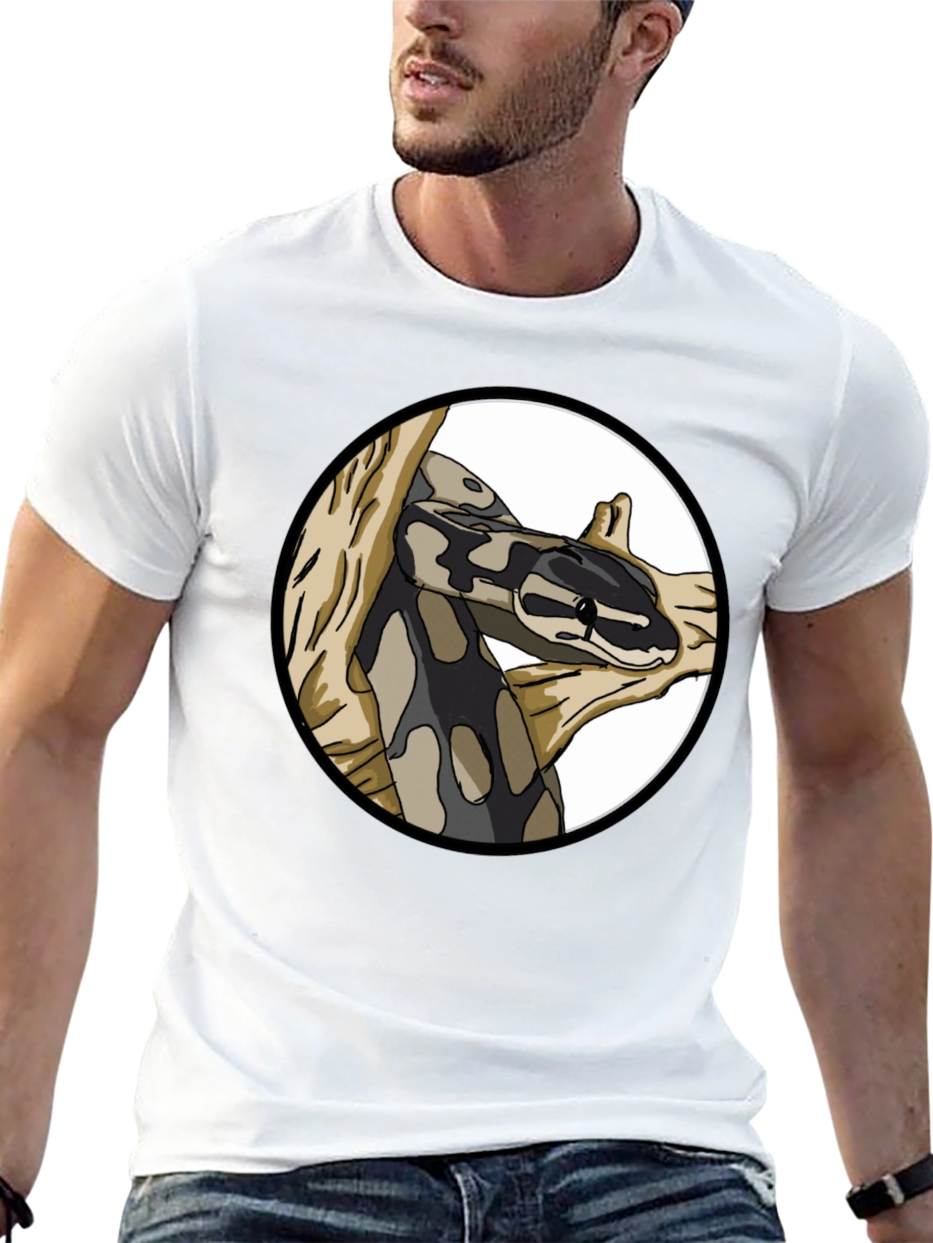 Snake Graphic Print Crew Neck T-Shirt