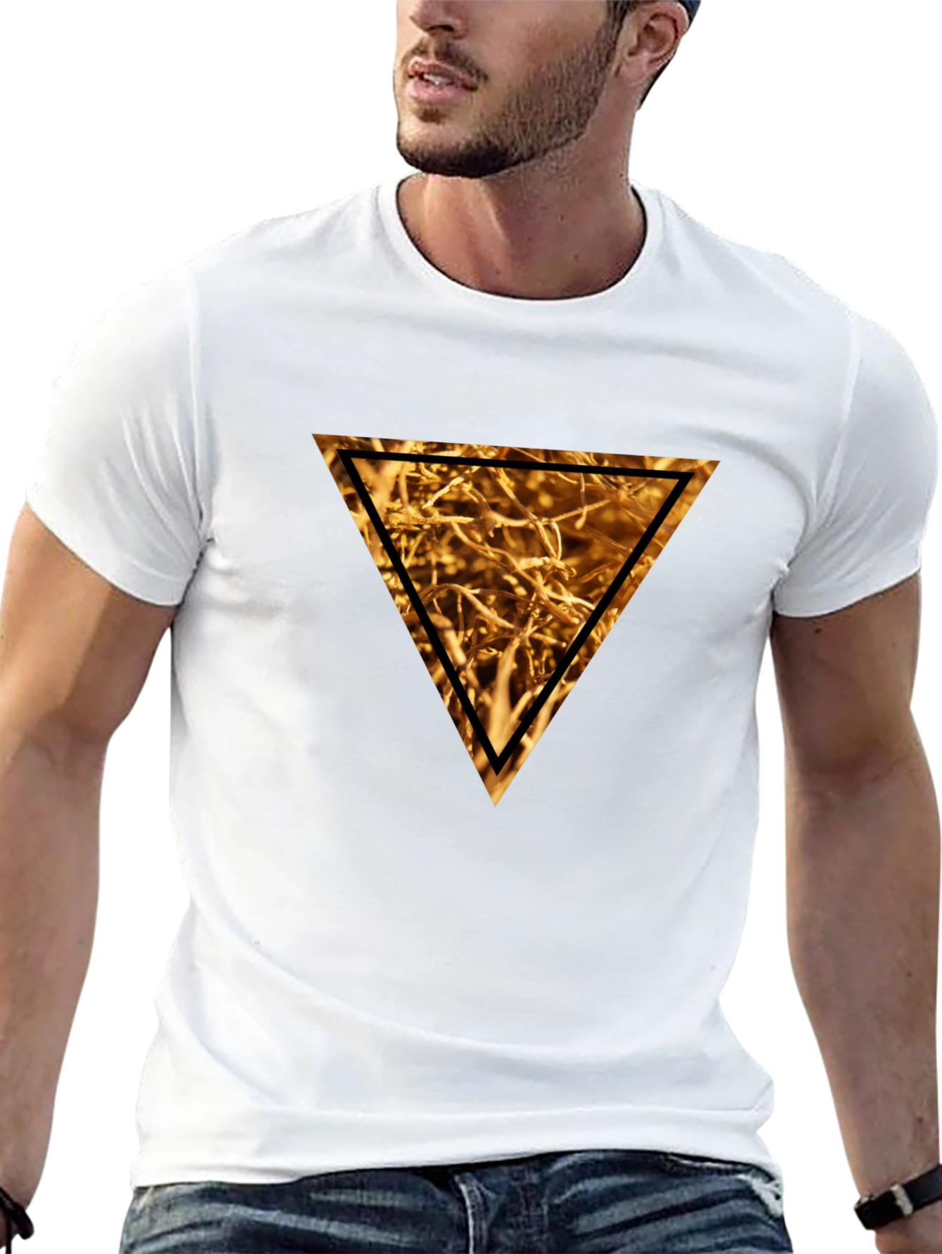 Golden Triangle Graphic Tee - Stylish Mens Black T-Shirt