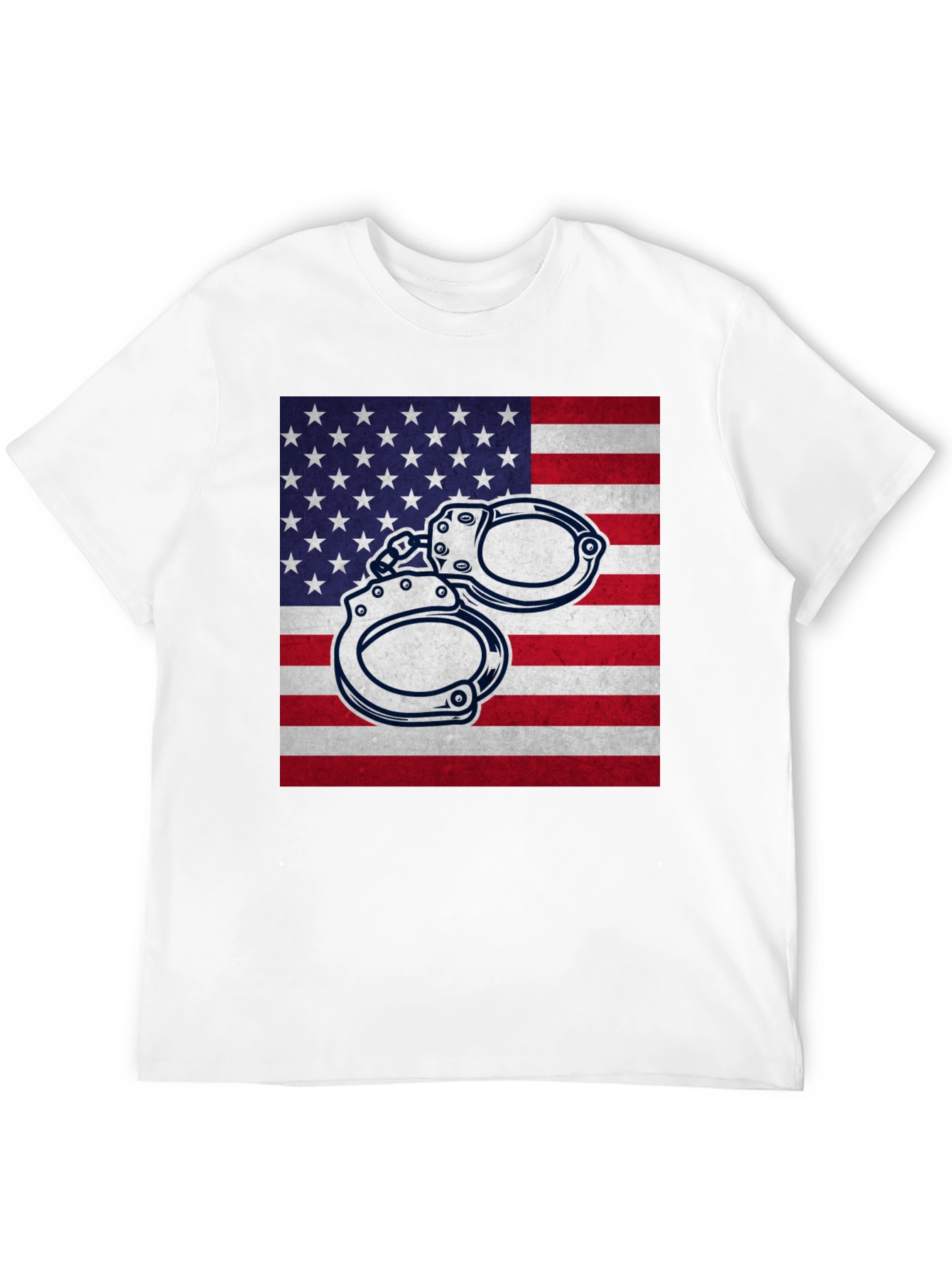 American Flag Handcuffs Graphic T-Shirt