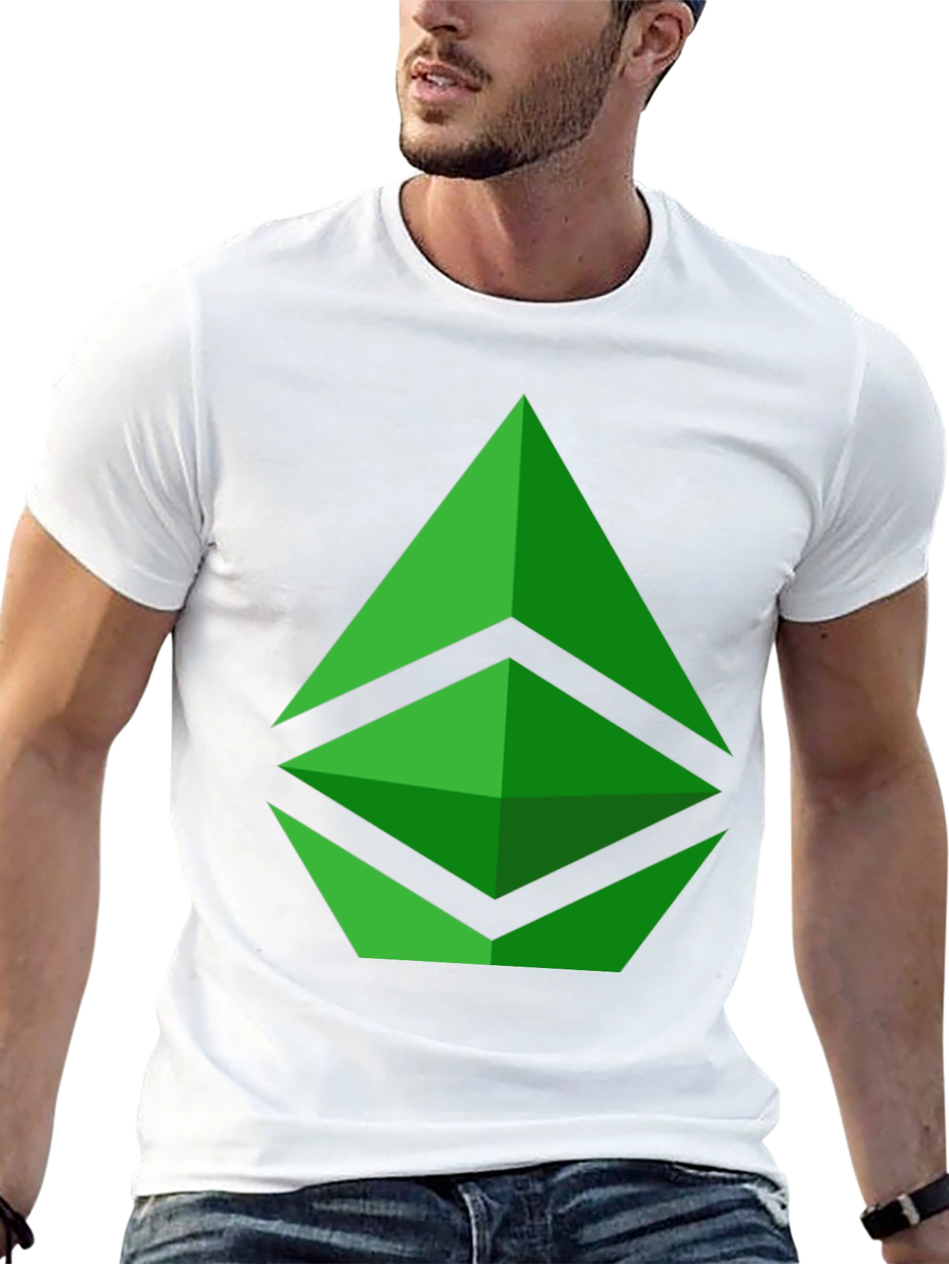 Green Crypto Logo Black T-Shirt