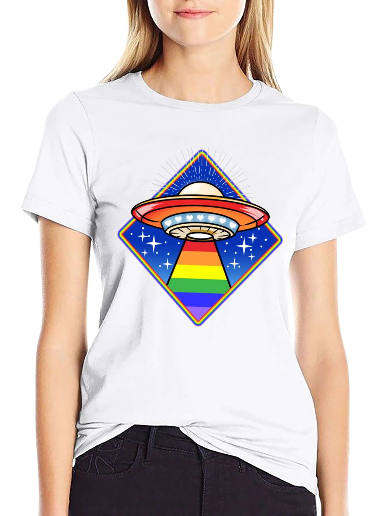 Rainbow Alien UFO T-Shirt