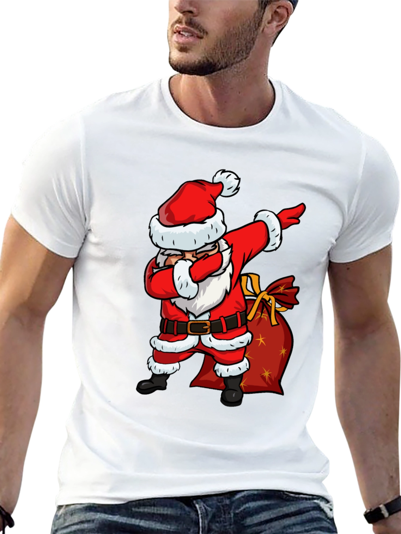 Santa Dabbing Graphic Tee - Christmas Holiday Shirt