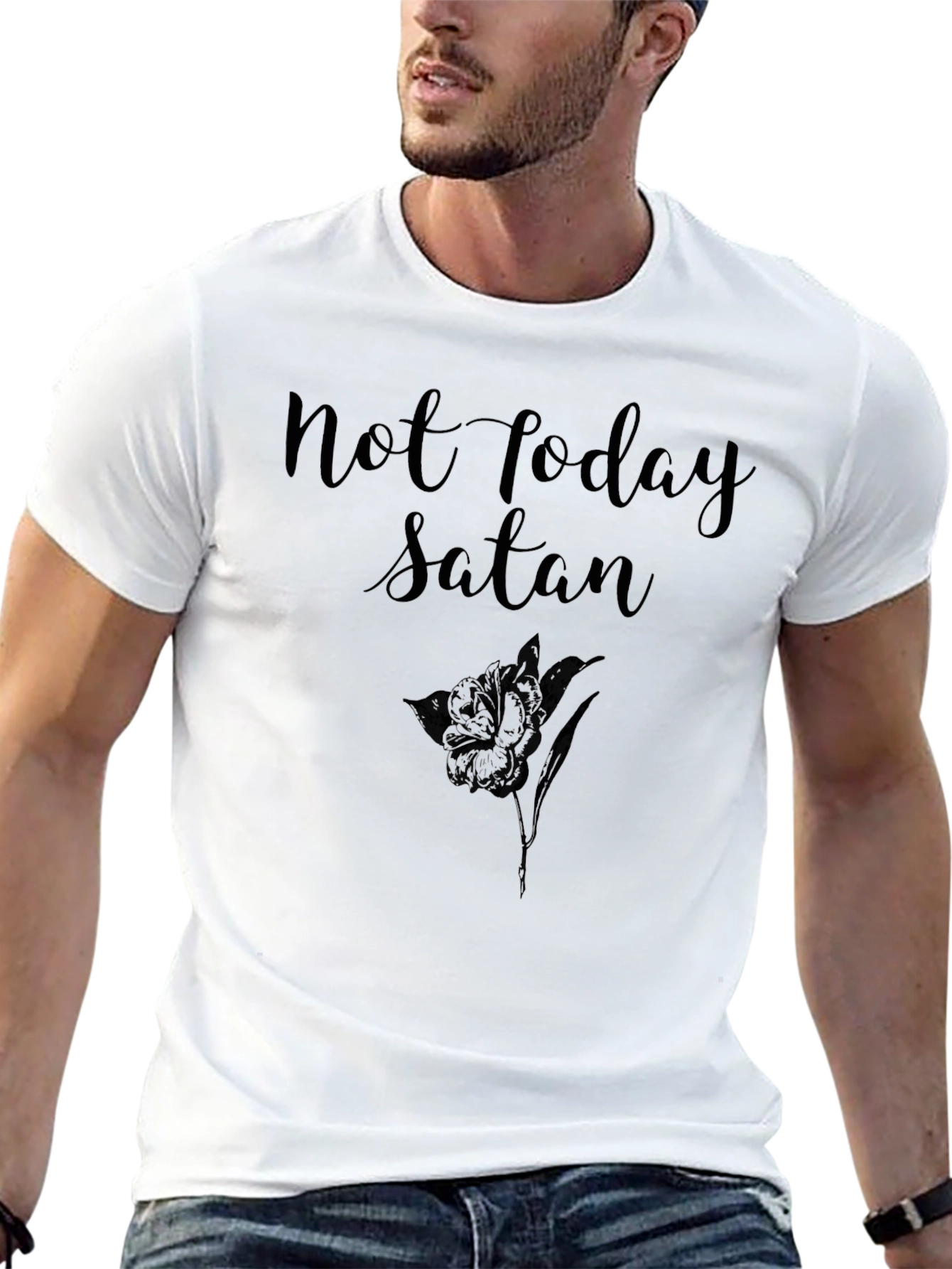 Not Today Satan T-Shirt - Floral Design