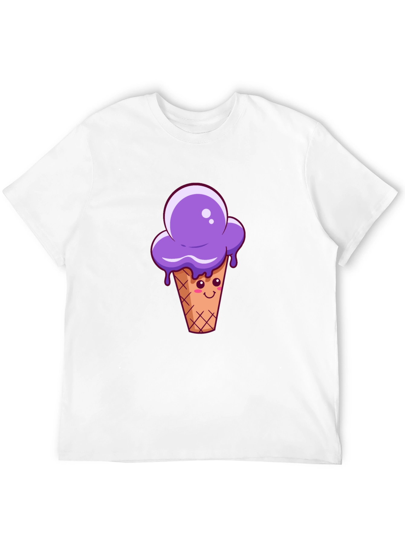 Purple Ice Cream Graphic Black T-Shirt
