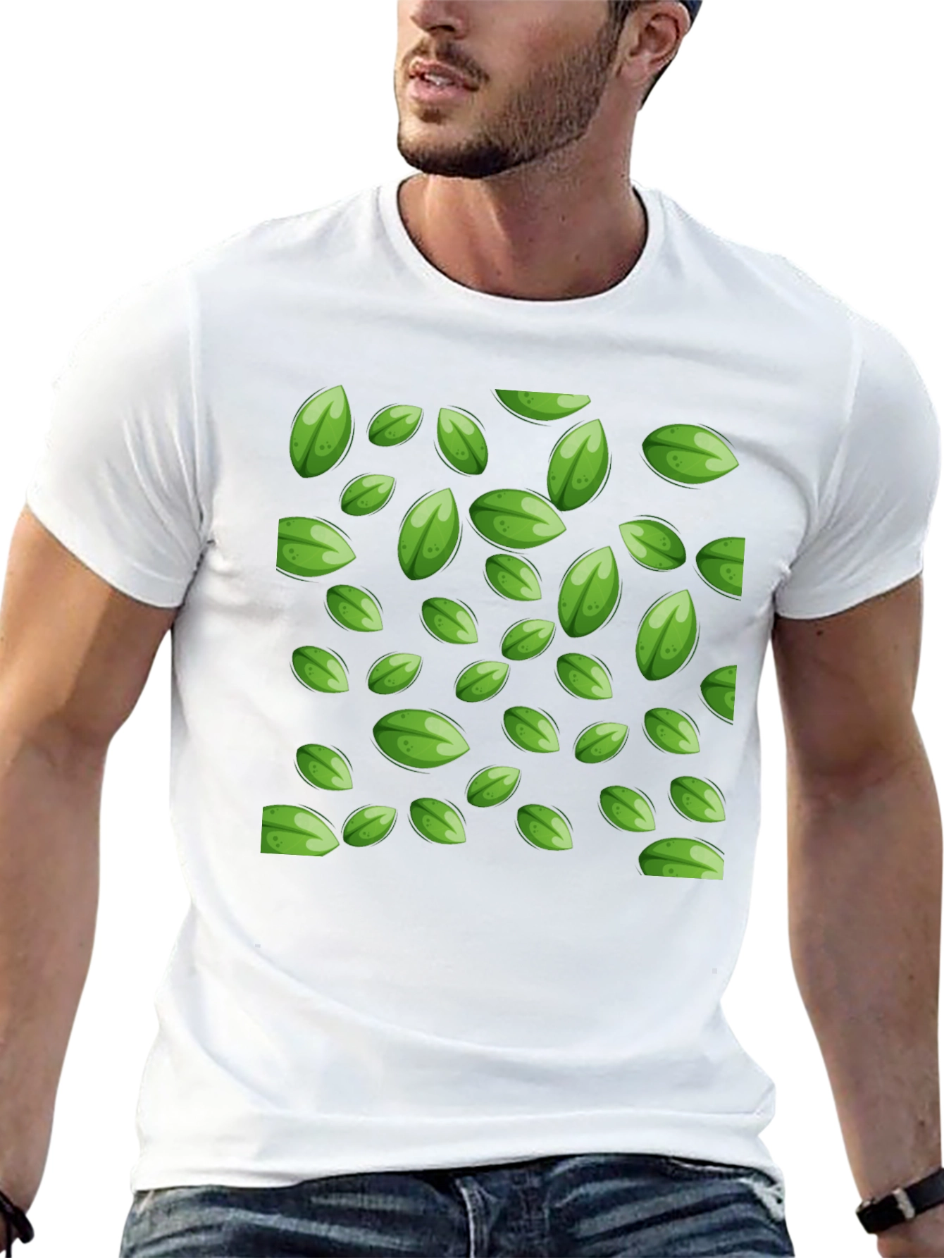 Leaf Pattern Black T-Shirt