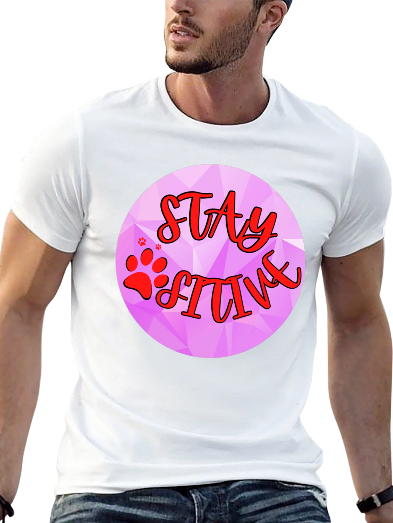 Stay Pawsitive Graphic T-Shirt