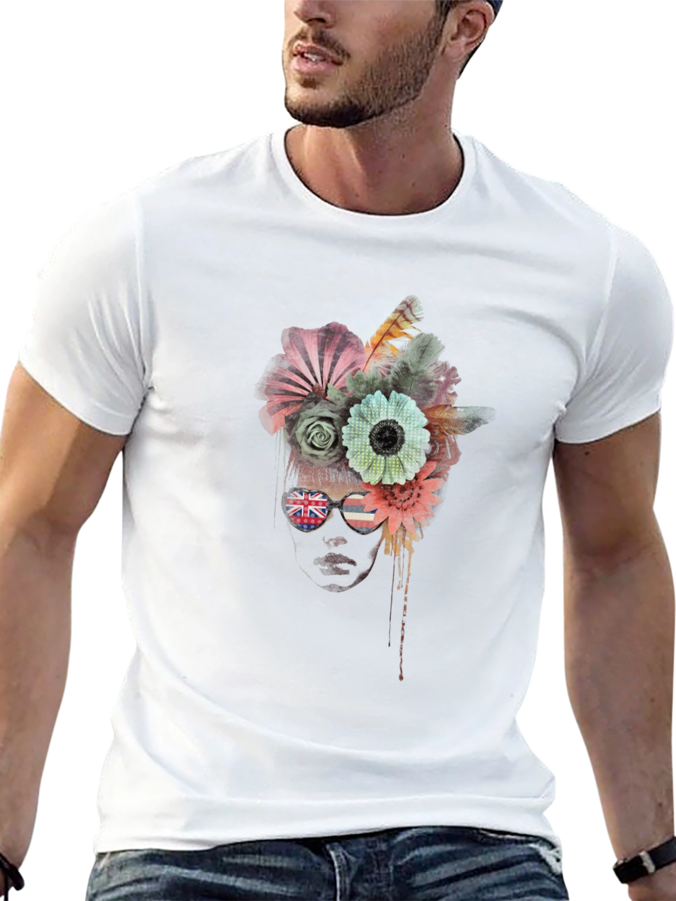 Floral Crown Graphic Tee - Unique Artistic Design