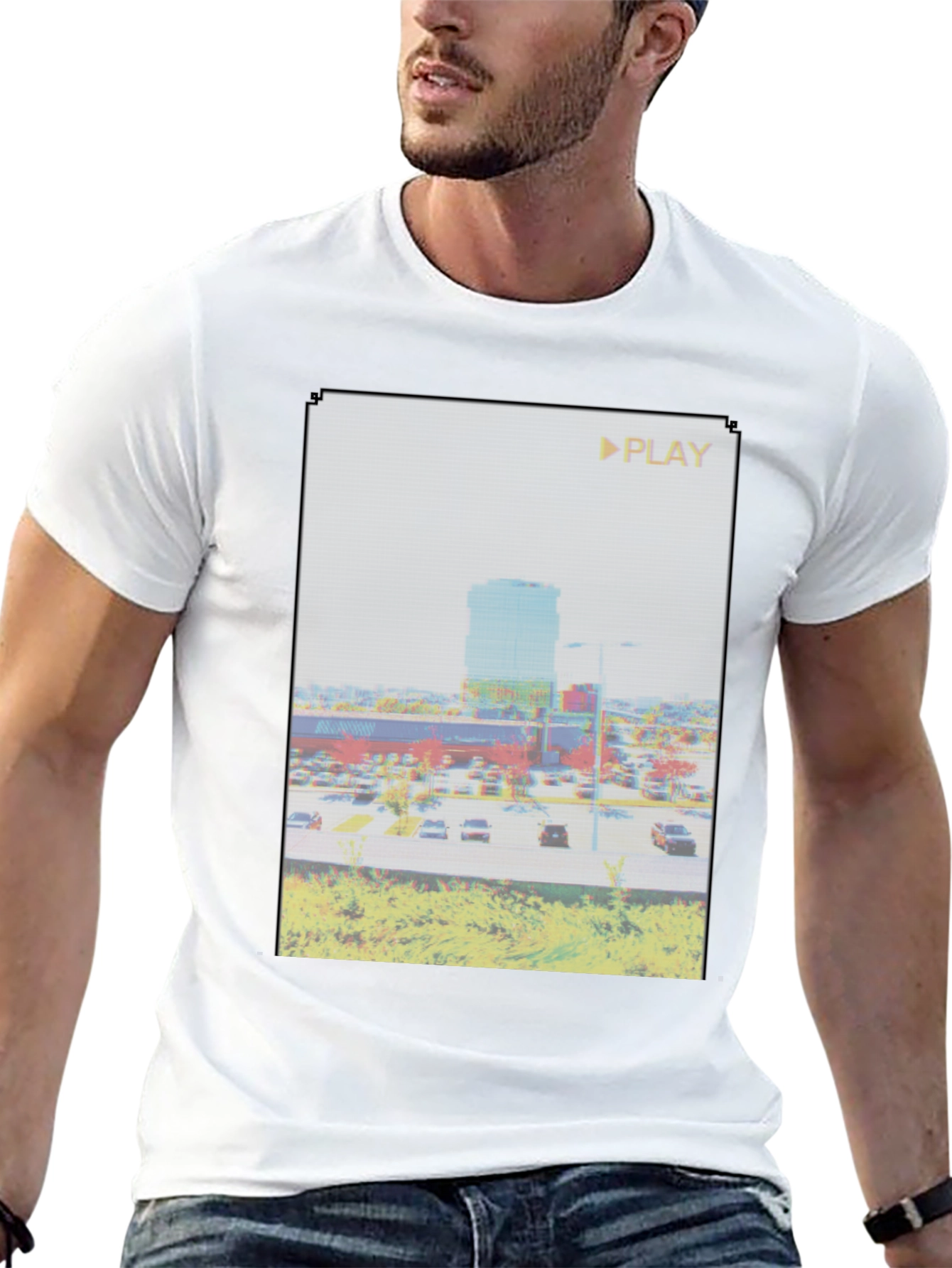 Glitch Art Mall T-Shirt - Retro Aesthetic Tee