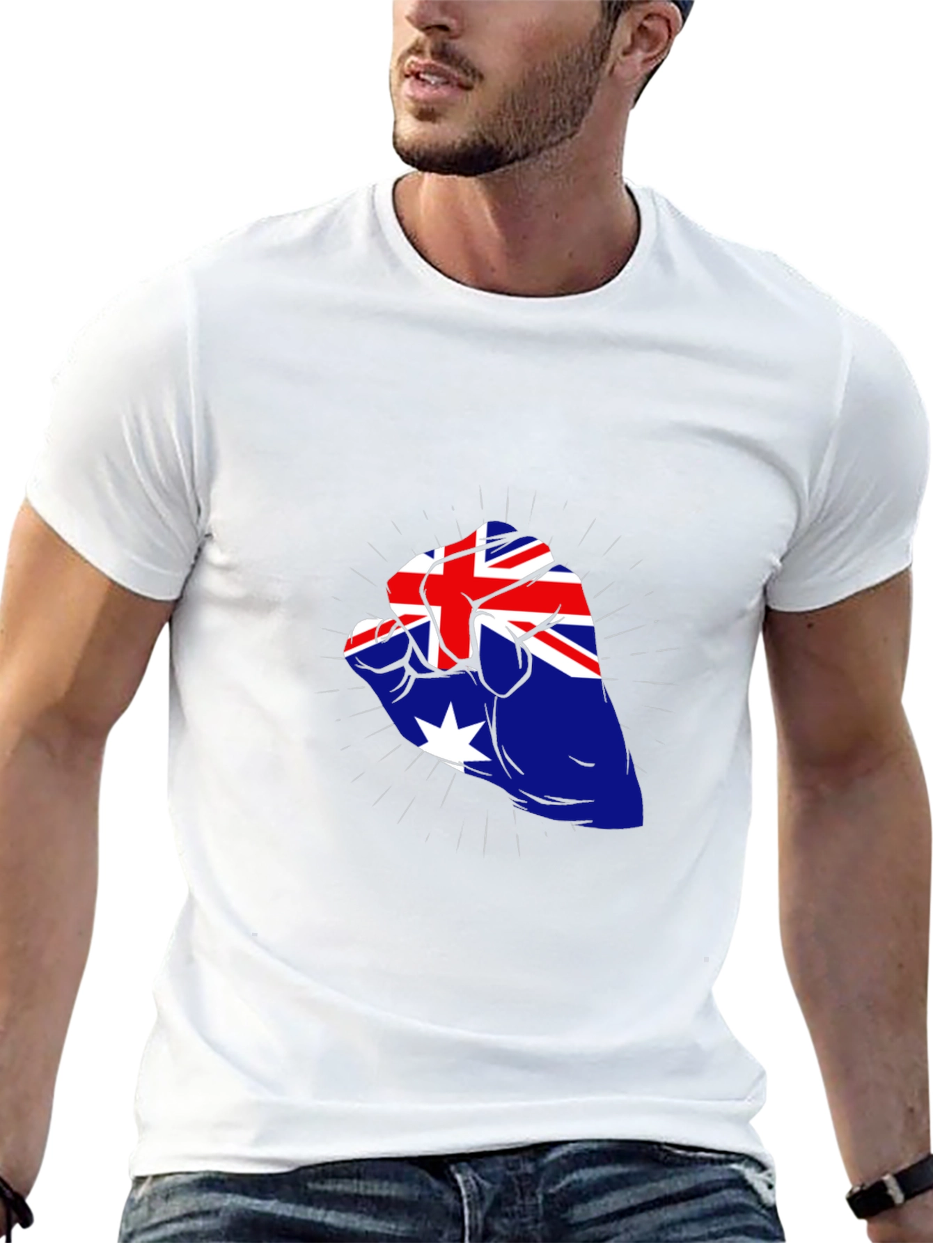Australia Flag Fist Black T-Shirt