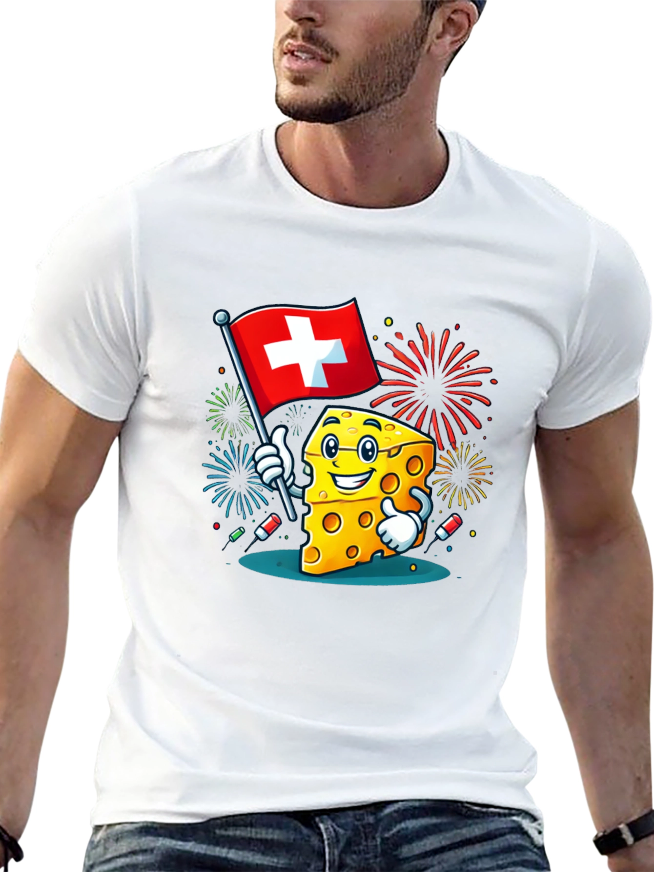 Swiss Cheese Cartoon Graphic T-Shirt