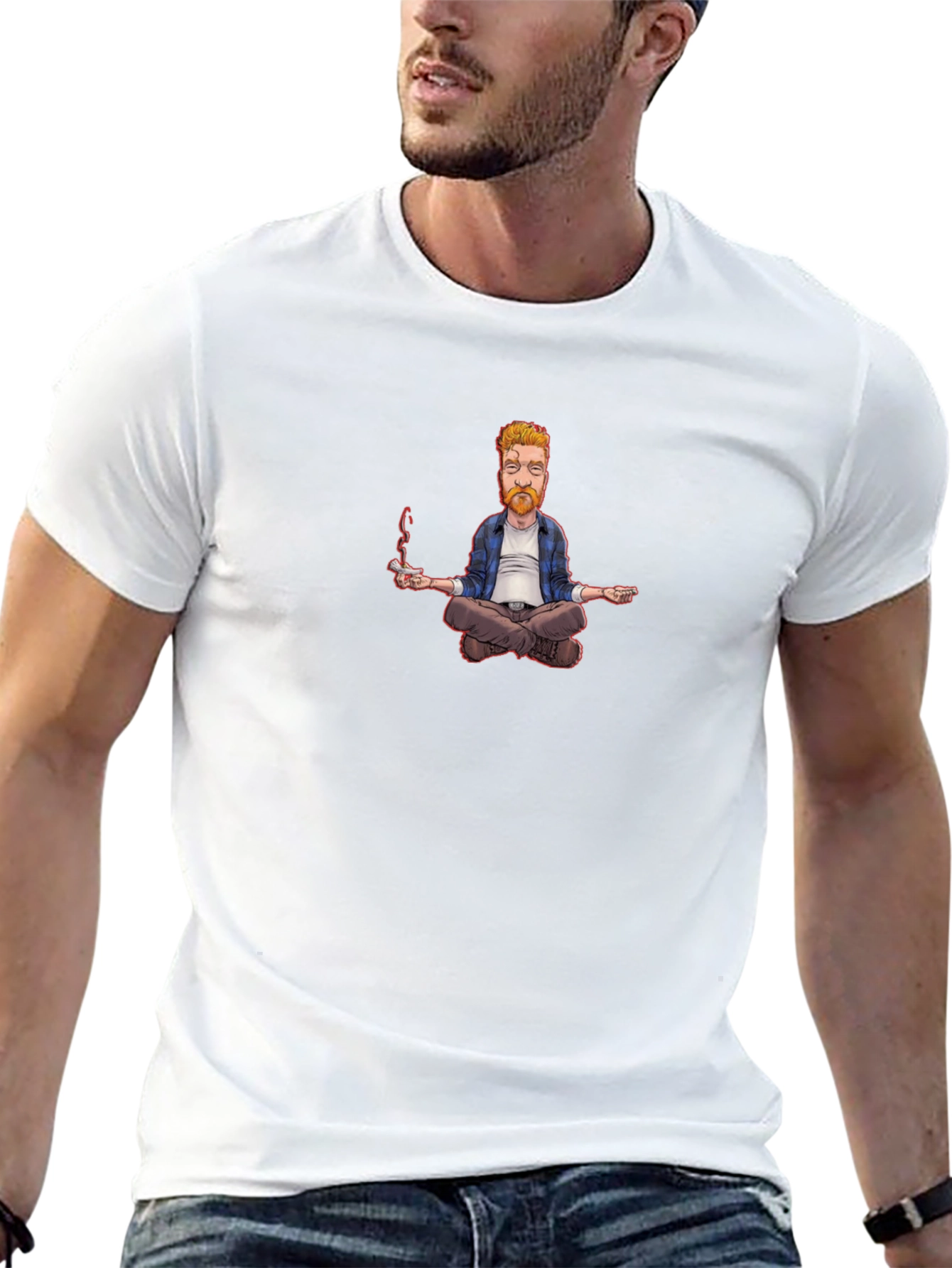Meditating Man Graphic Tee - Relaxed Fit Black T-Shirt