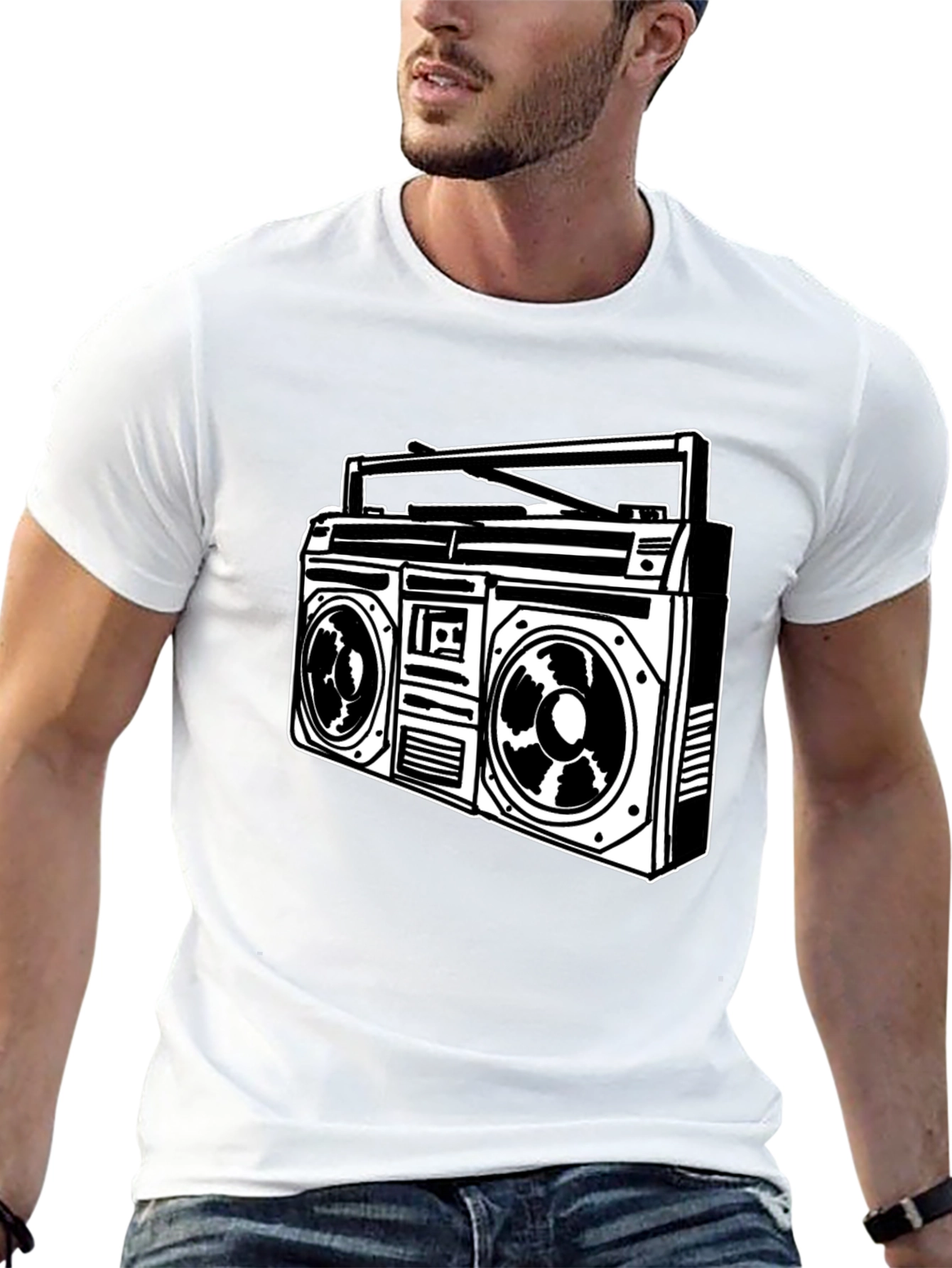 Retro Boombox Graphic Tee - Classic Style