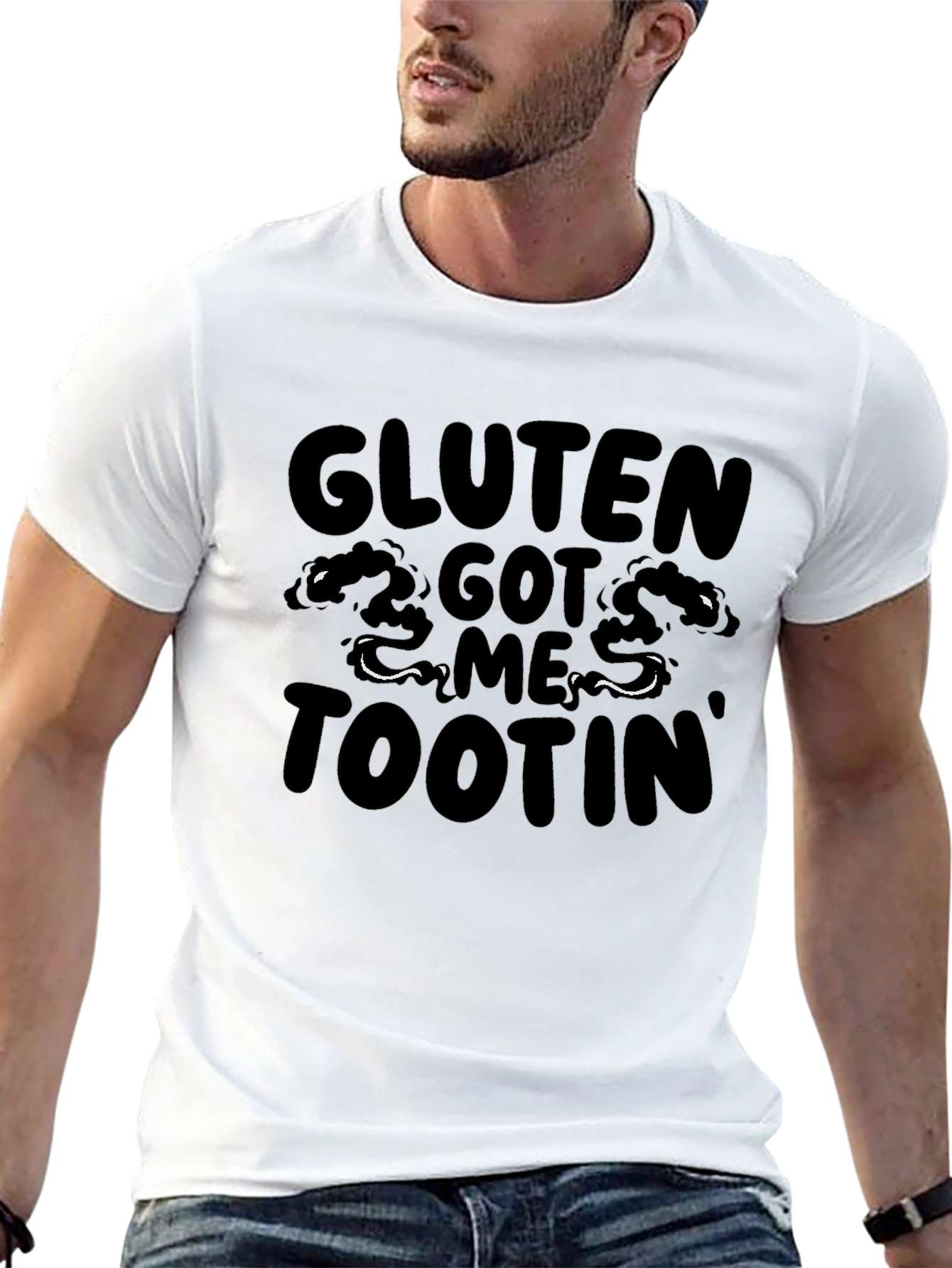 Gluten Got Me Tootin Black Graphic T-Shirt