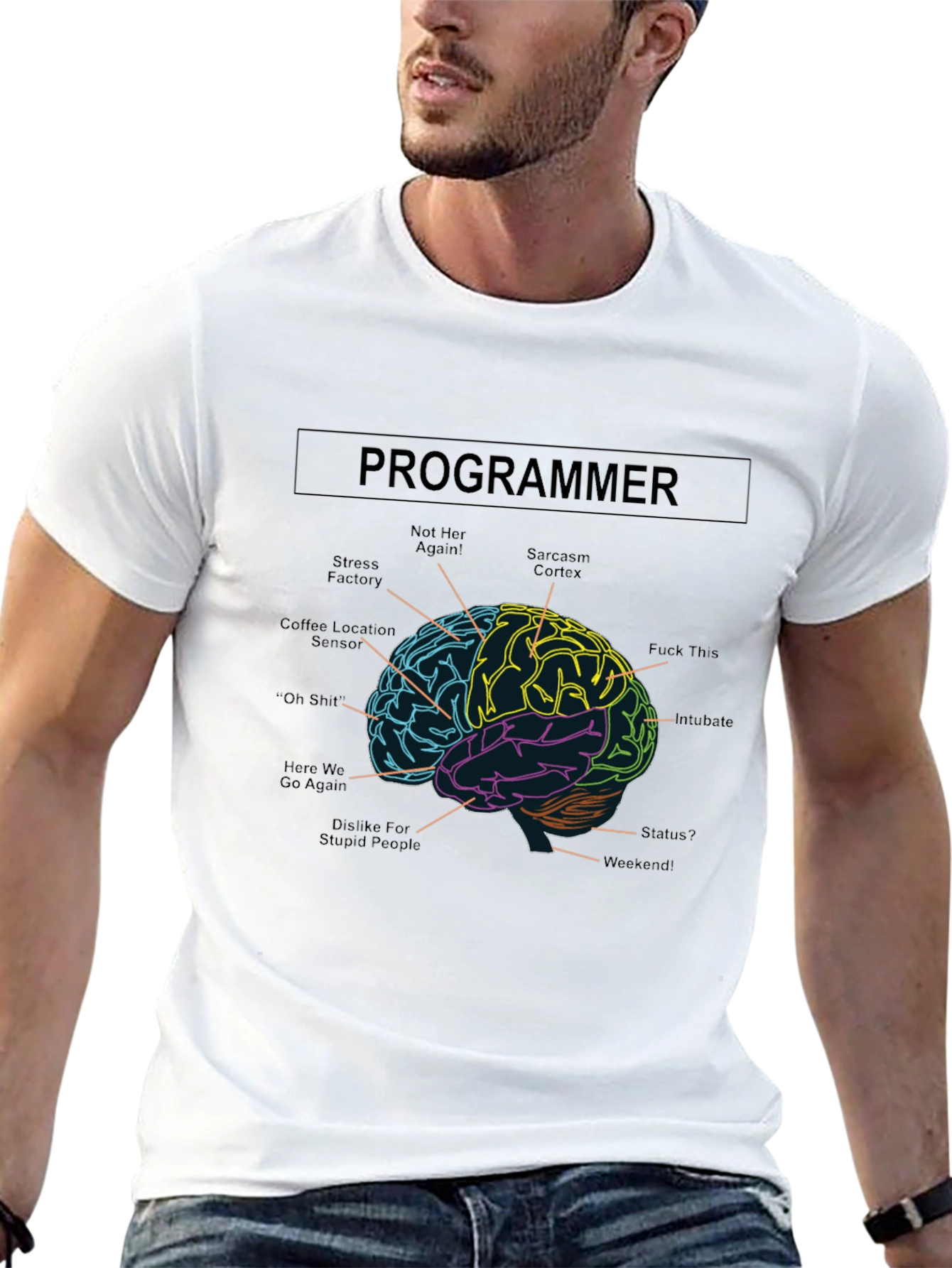 Programmer Brain Anatomy Graphic Tee - Black