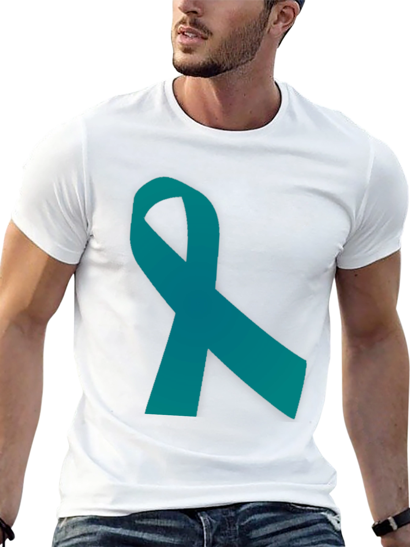 Teal Ribbon Graphic Tee - Awareness Support