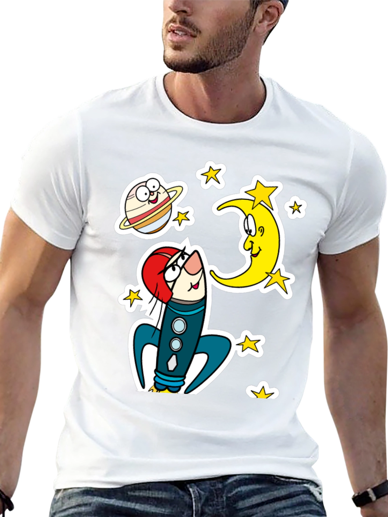 Cartoon Space Rocket T-Shirt