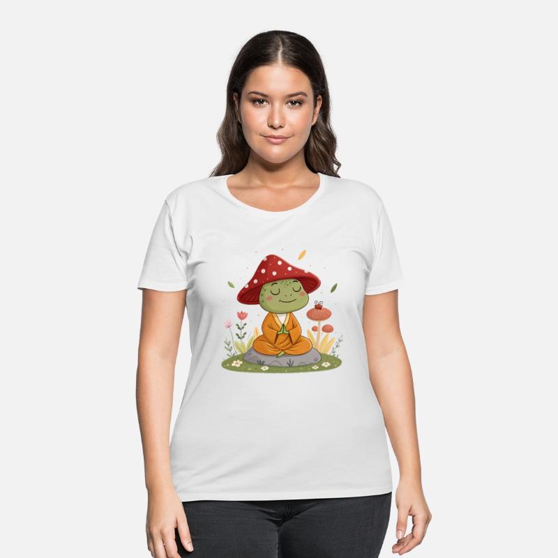 Zen Frog Meditating in Mushroom Hat –design