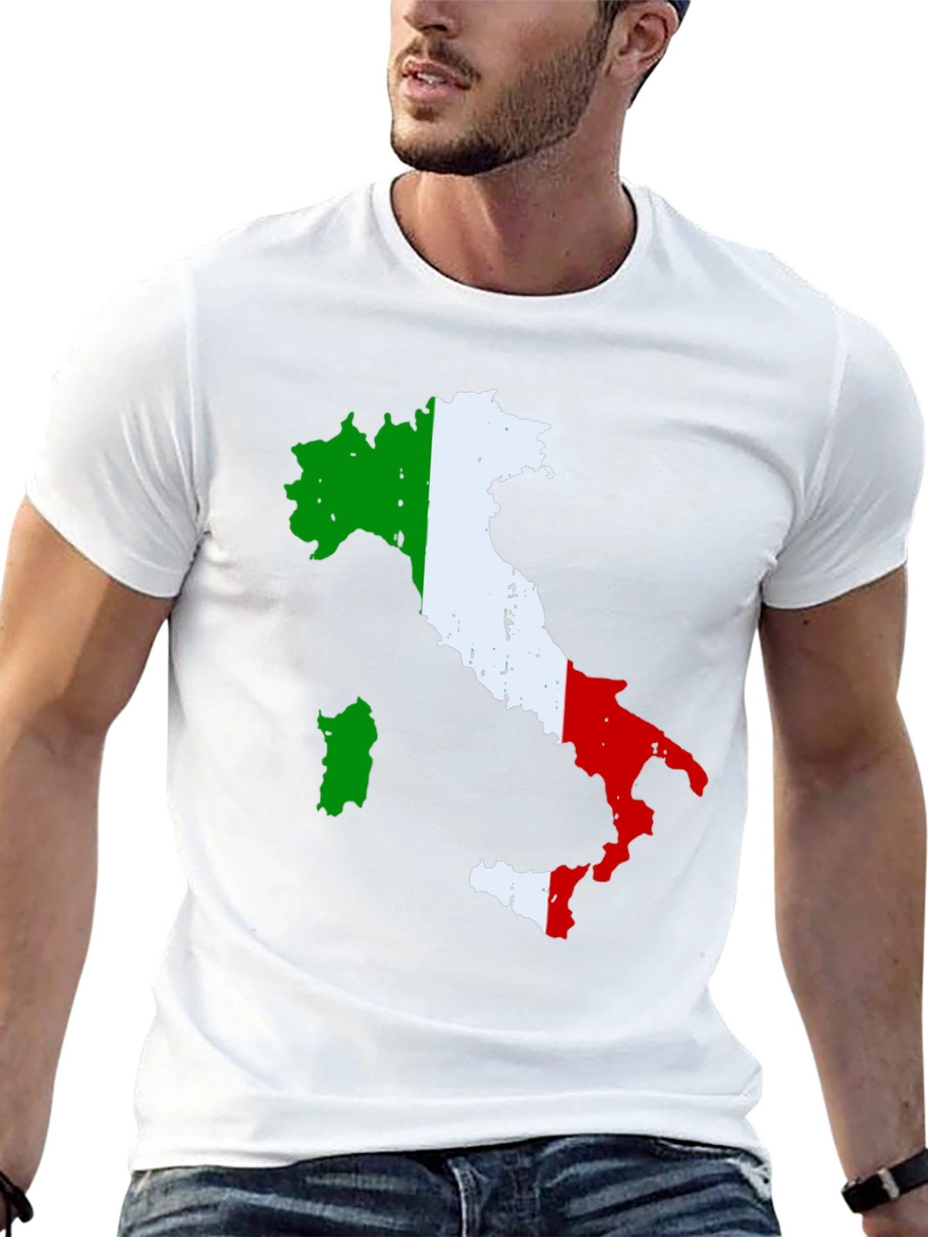 Italy Flag Map T-Shirt - Black