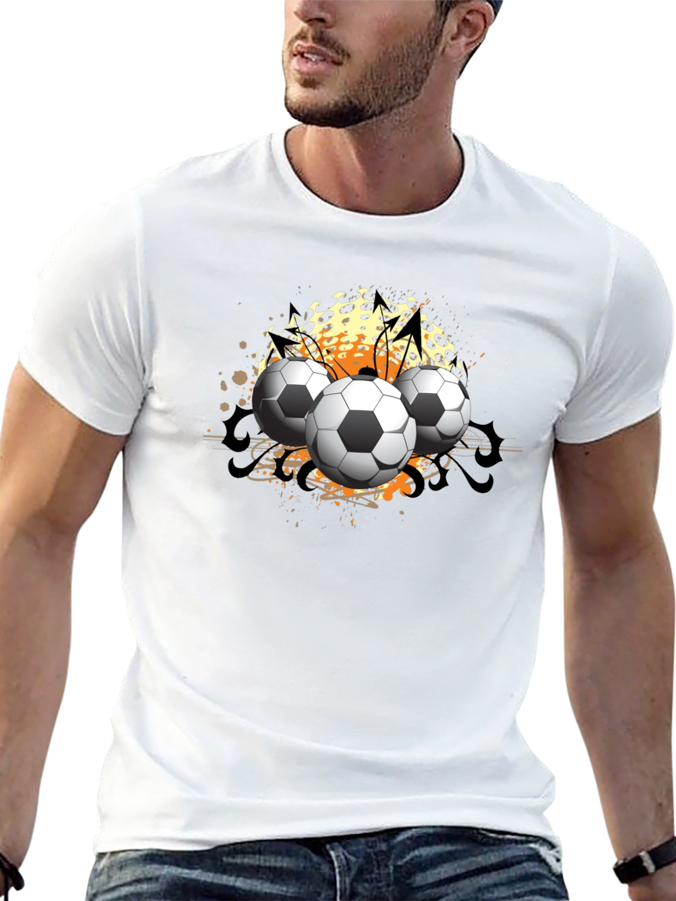 Soccer Ball Graphic Black T-Shirt