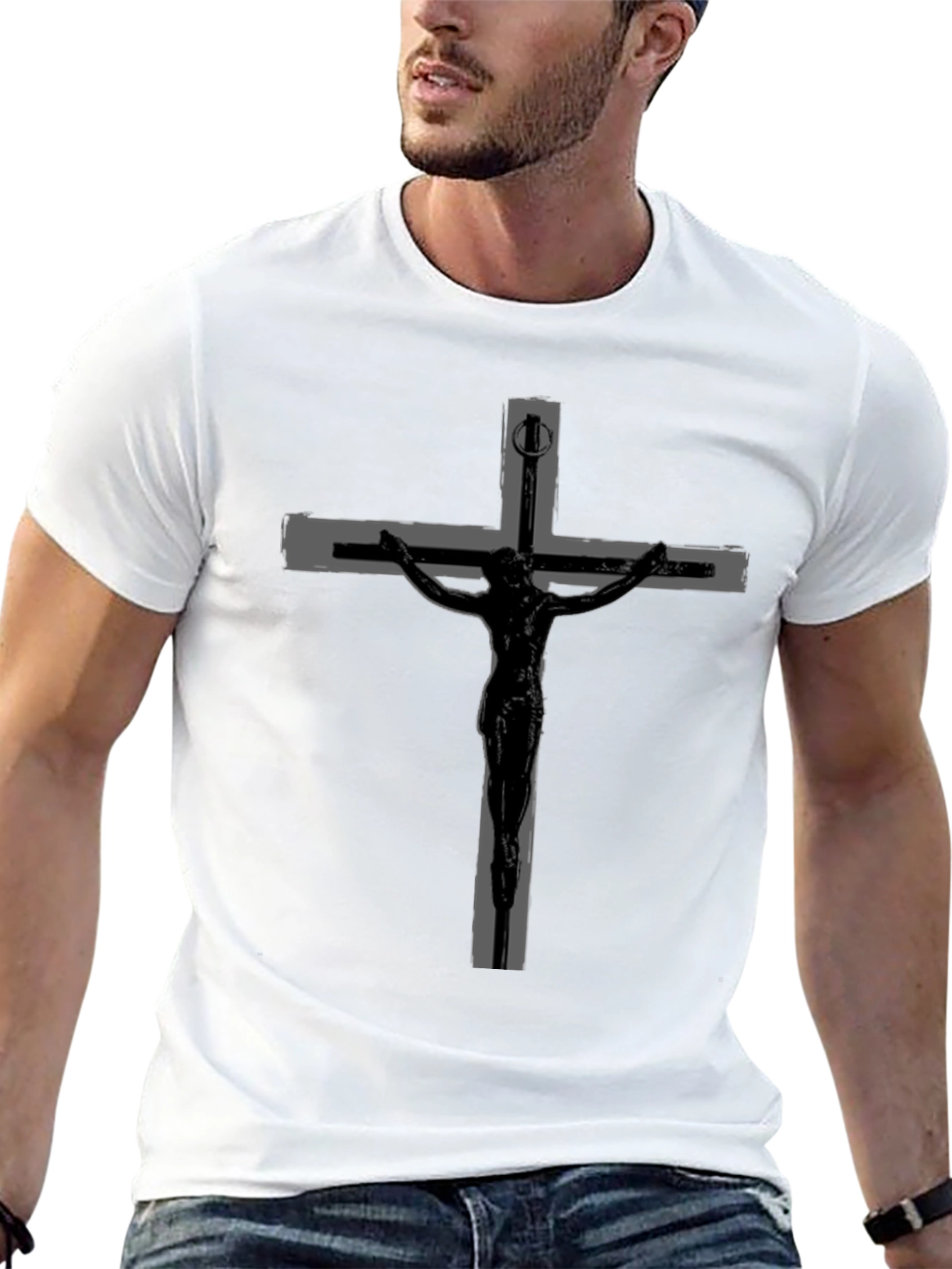 Crucifix Graphic T-Shirt - Black