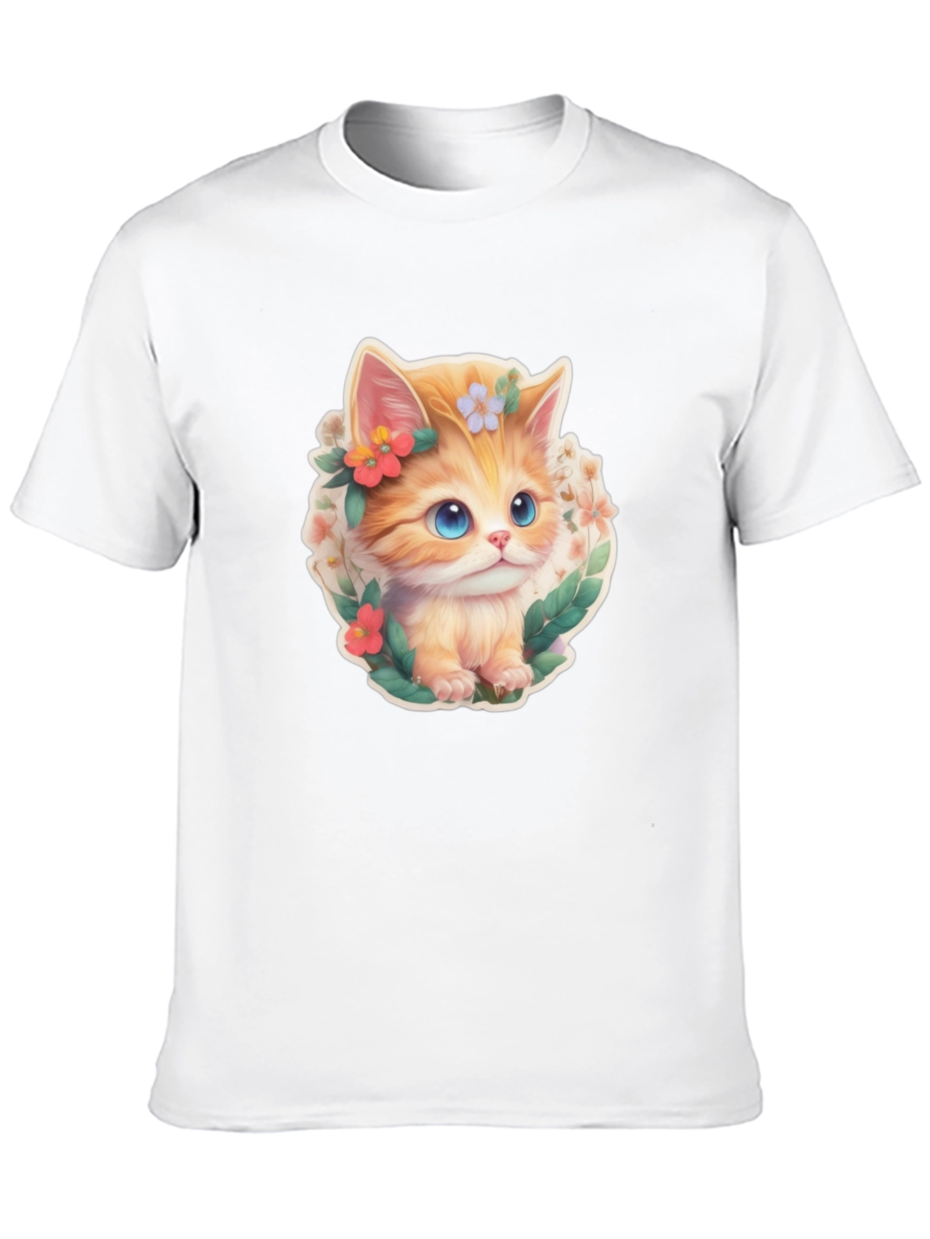 Cute Kitten Floral T-Shirt
