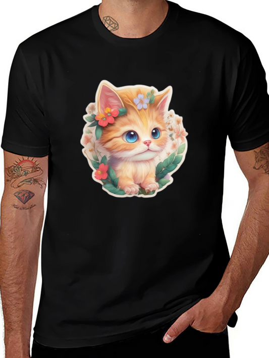 Cute Kitten Floral T-Shirt