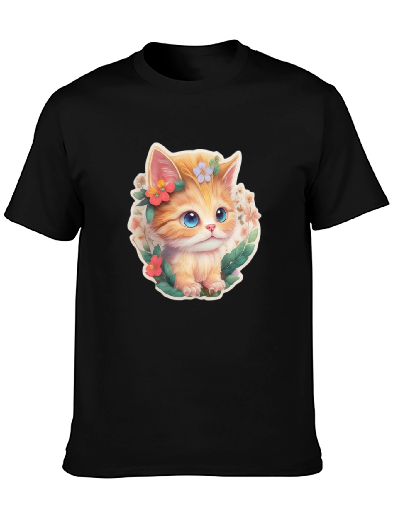 Cute Kitten Floral T-Shirt