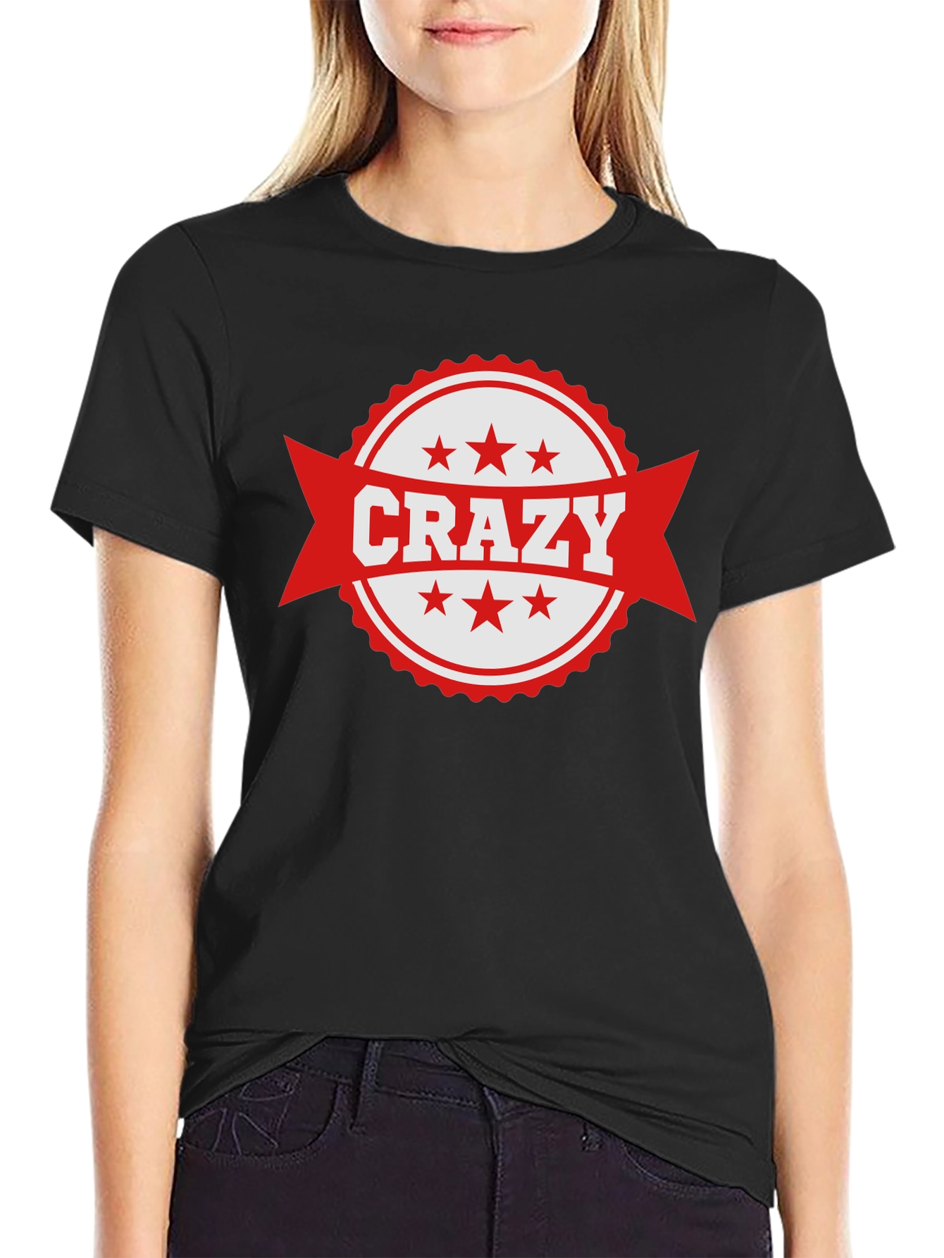 Mens Crazy Graphic Print Black T-Shirt