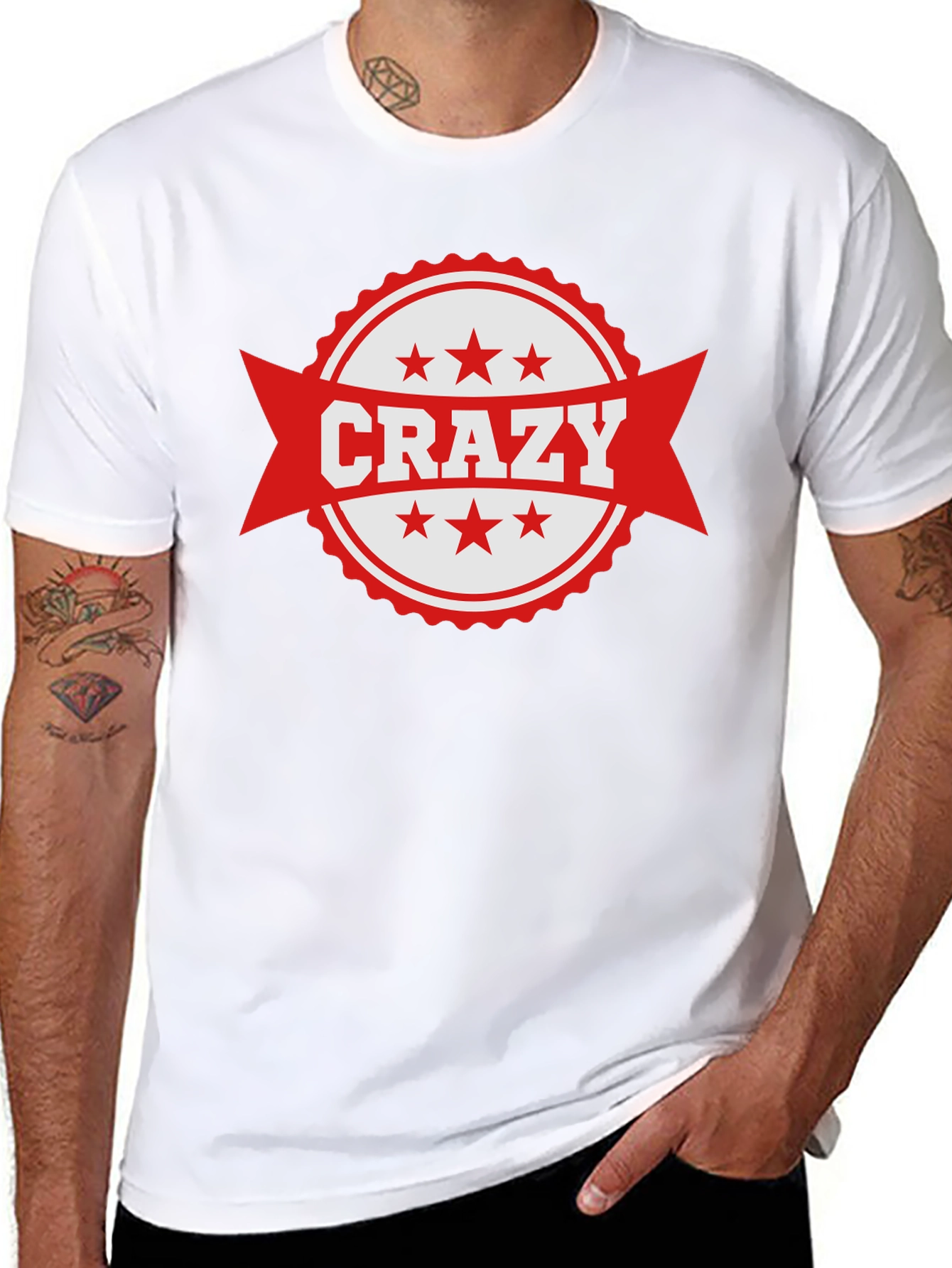 Mens Crazy Graphic Print Black T-Shirt