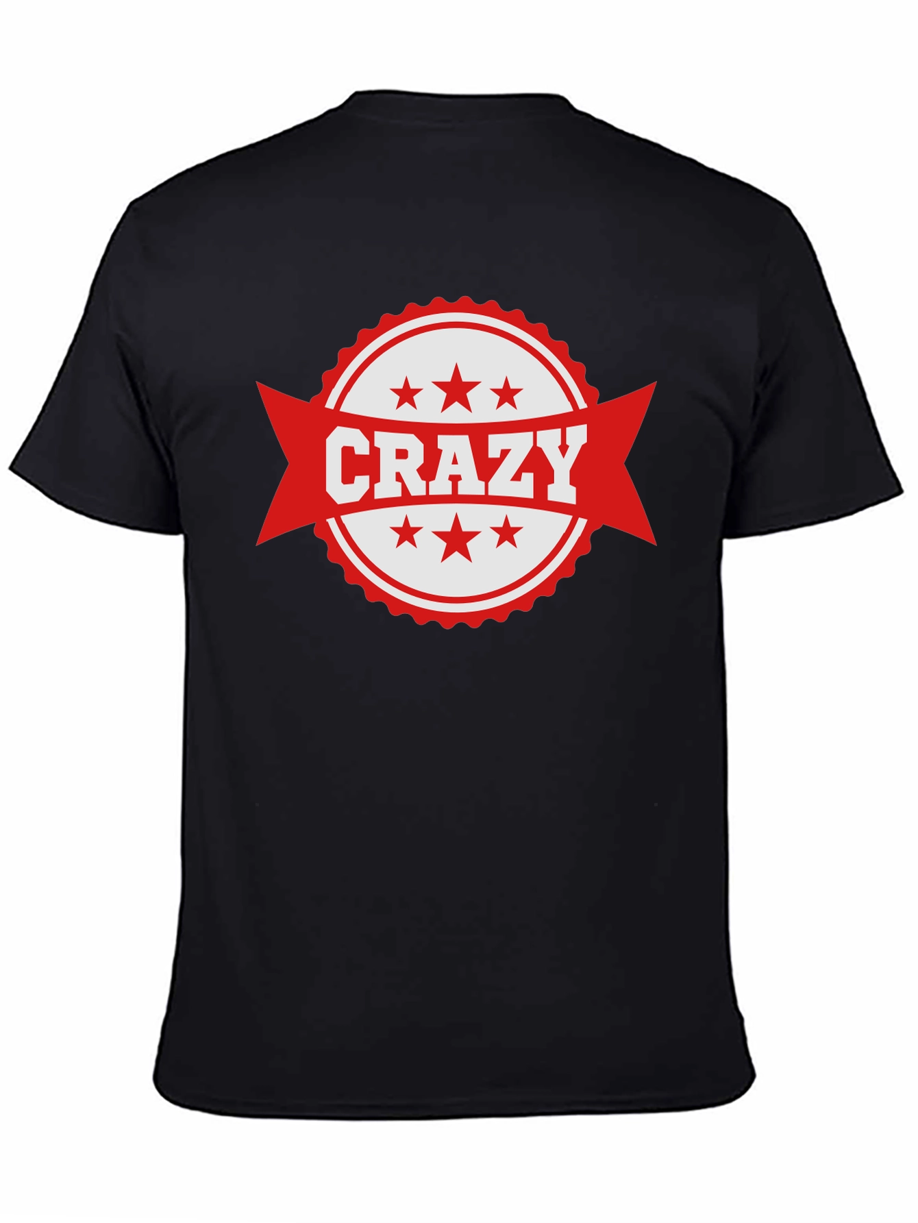 Mens Crazy Graphic Print Black T-Shirt