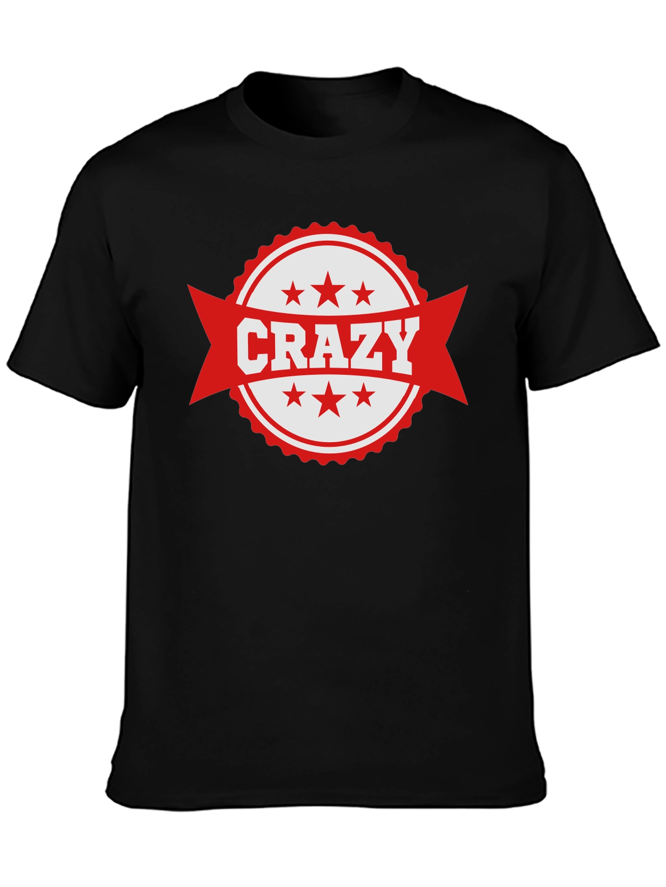 Mens Crazy Graphic Print Black T-Shirt