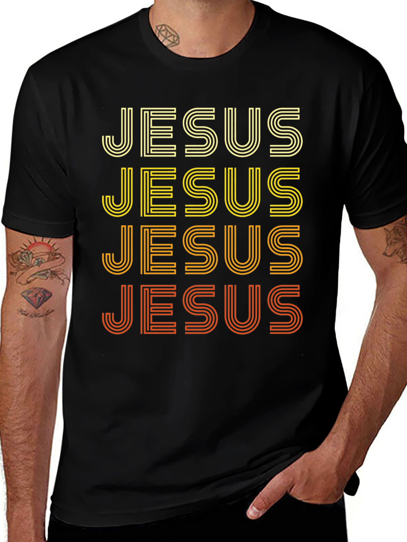 Retro Jesus T-Shirt - Black Graphic Tee