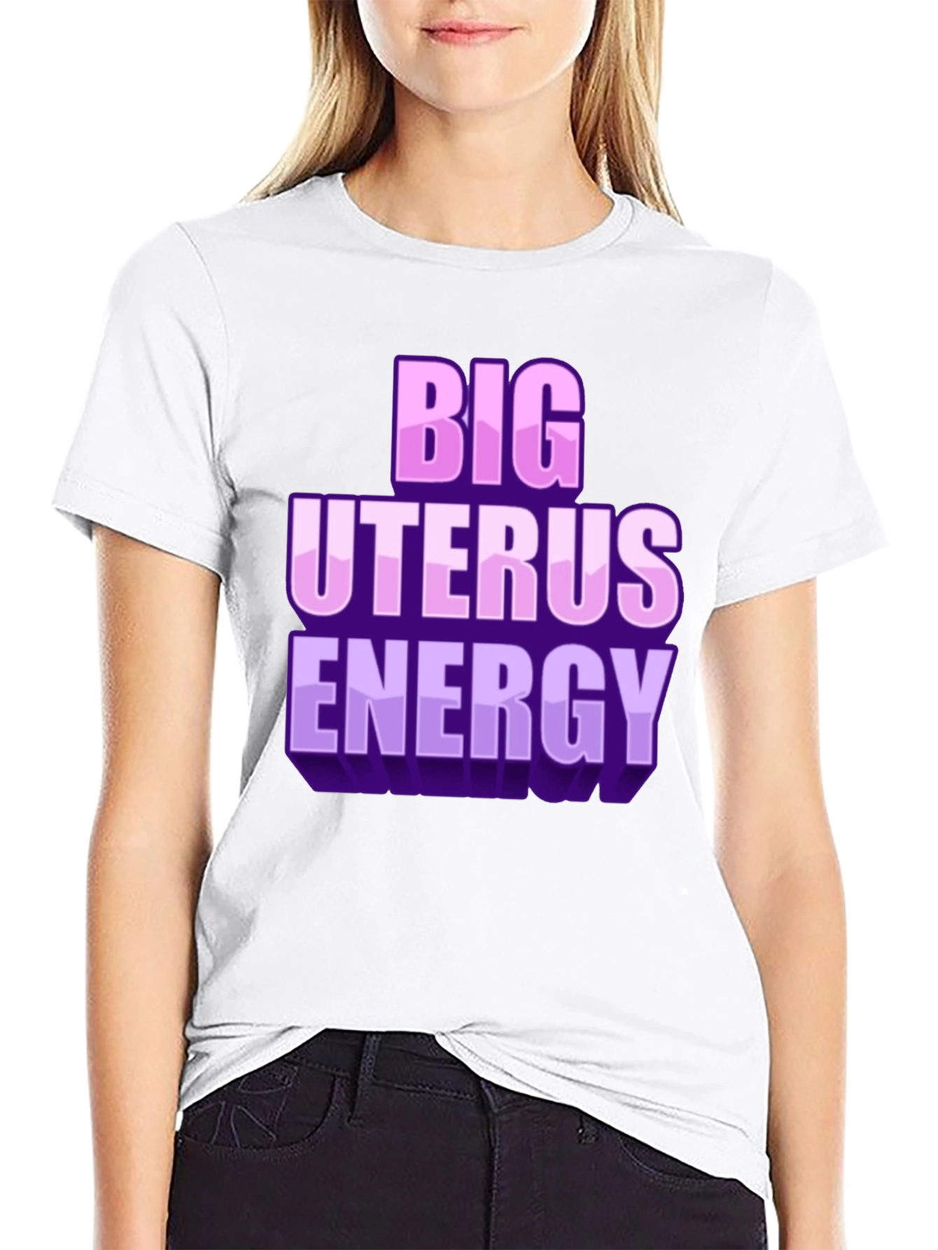 Big Uterus Energy T-Shirt Black Cotton Tee Bold Statement