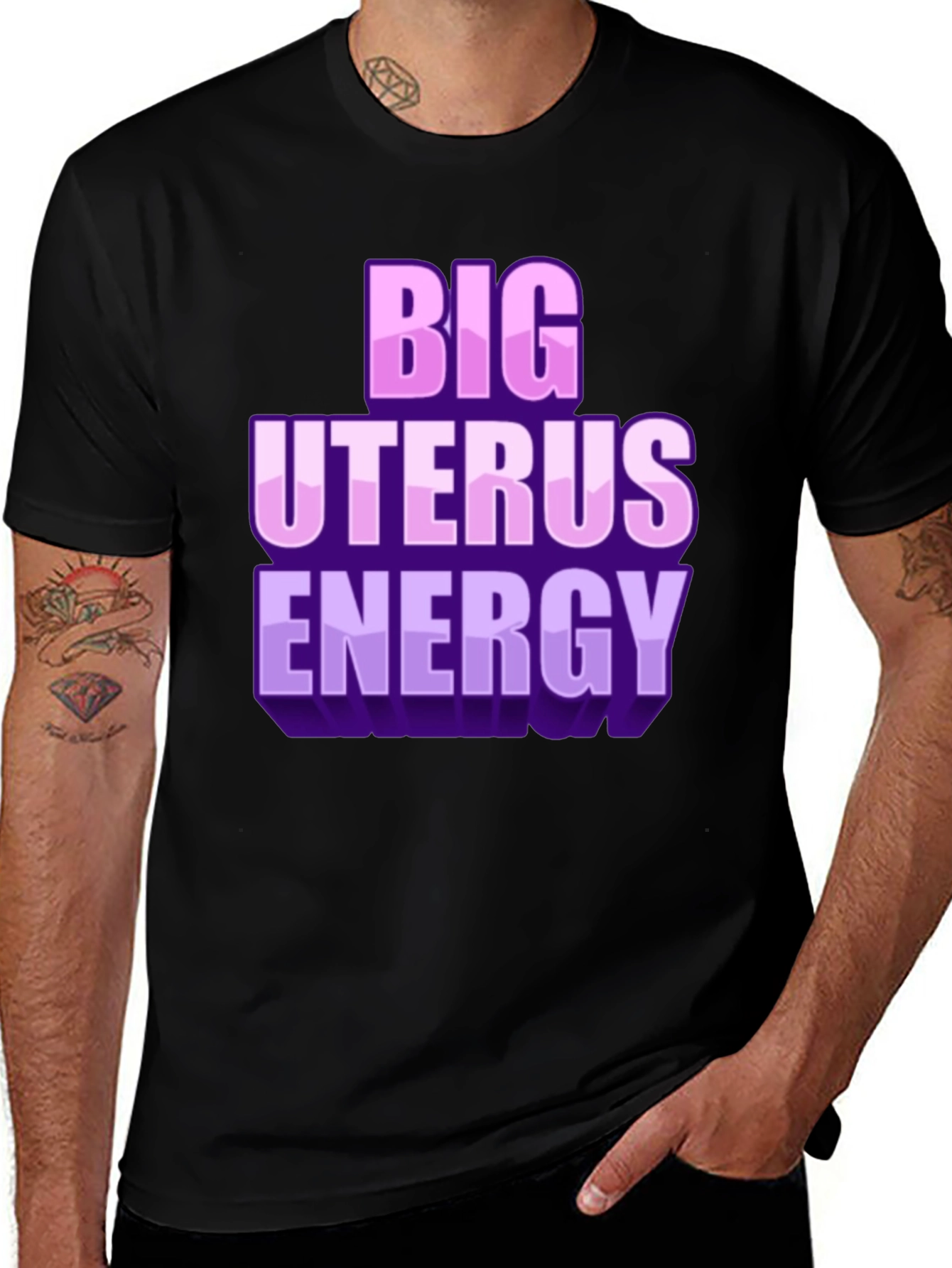 Big Uterus Energy T-Shirt Black Cotton Tee Bold Statement