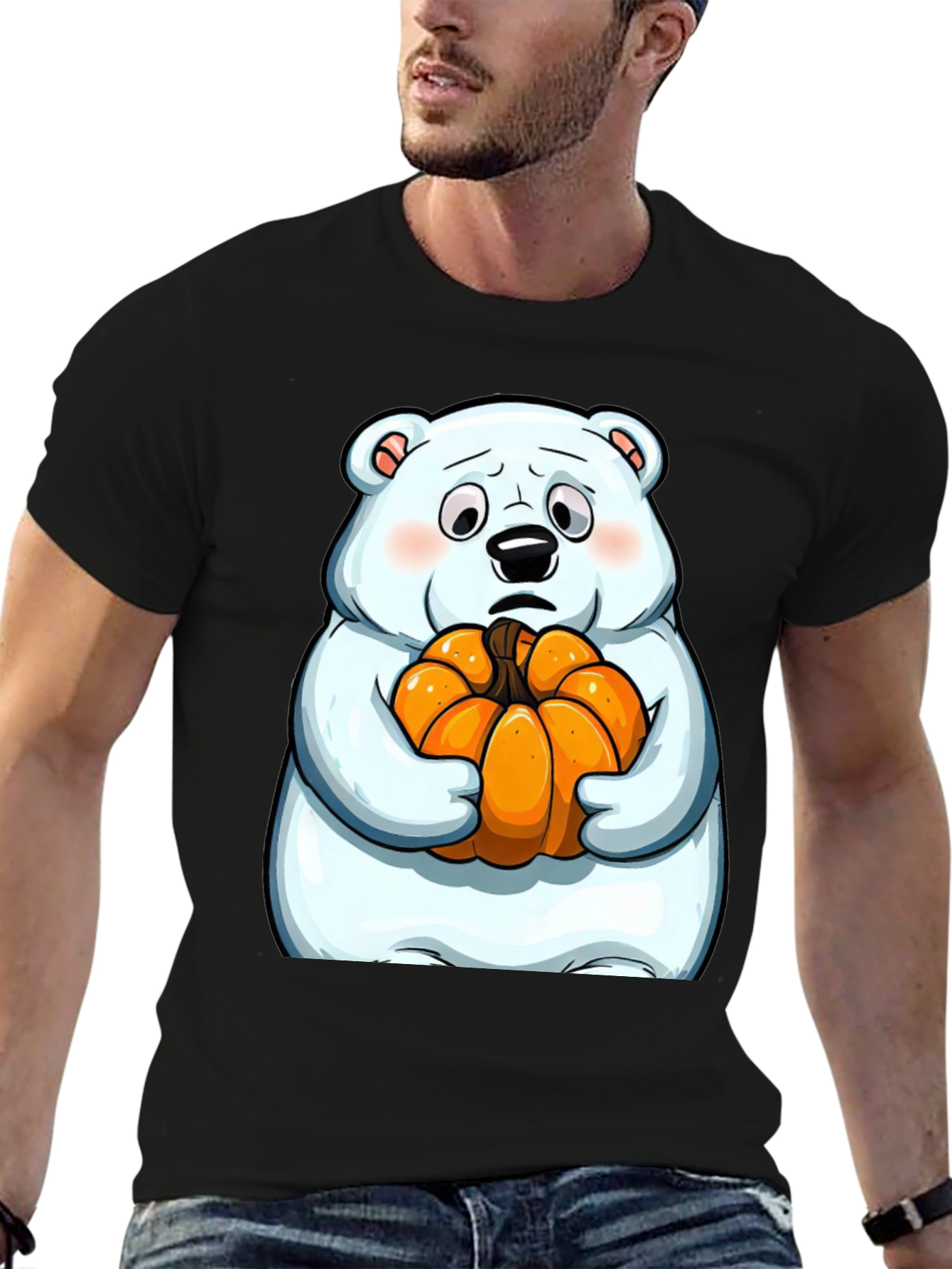 Polar Bear Pumpkin T-Shirt - Black