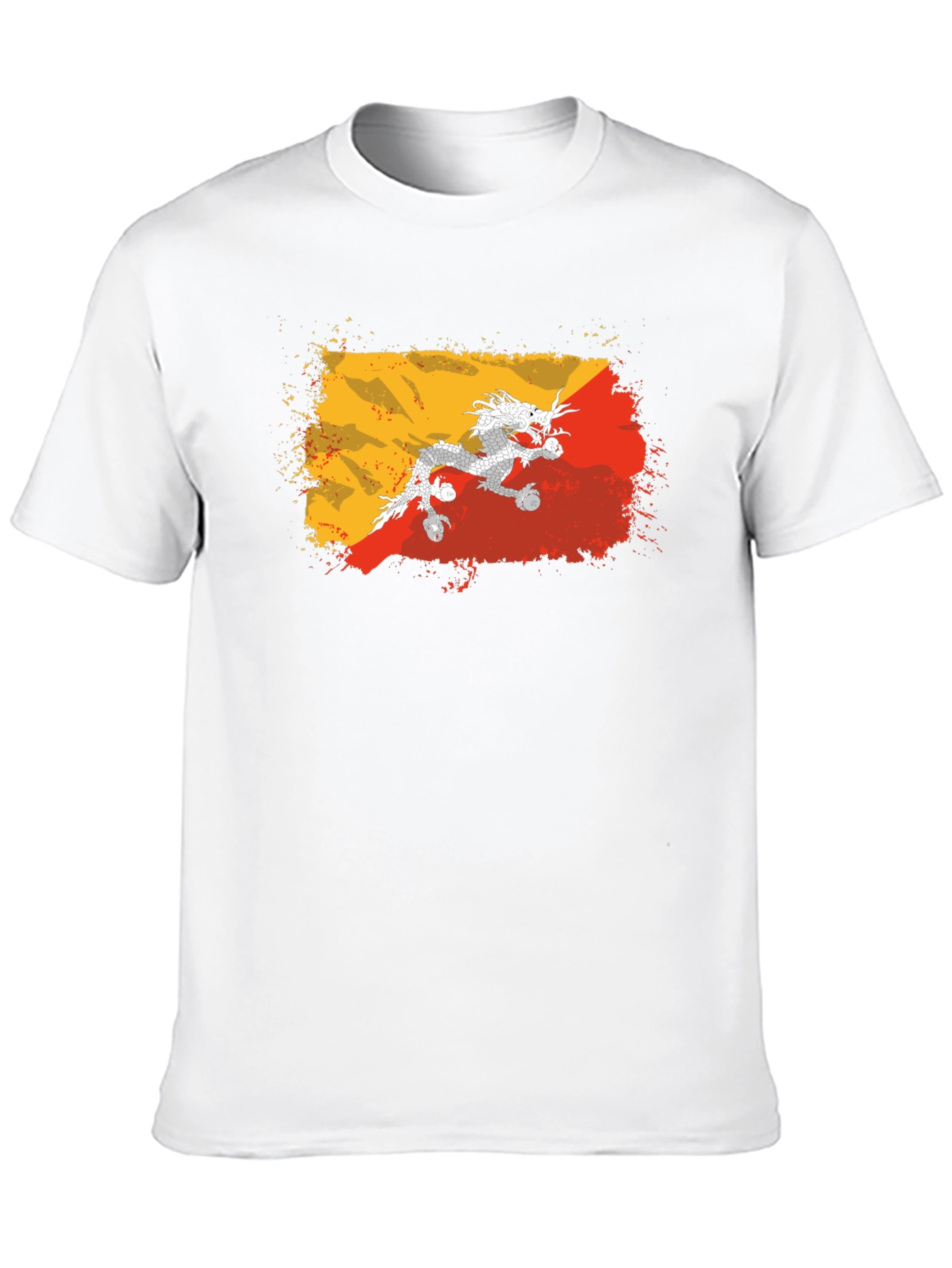 Bhutan Flag Dragon T-Shirt - Grunge Style